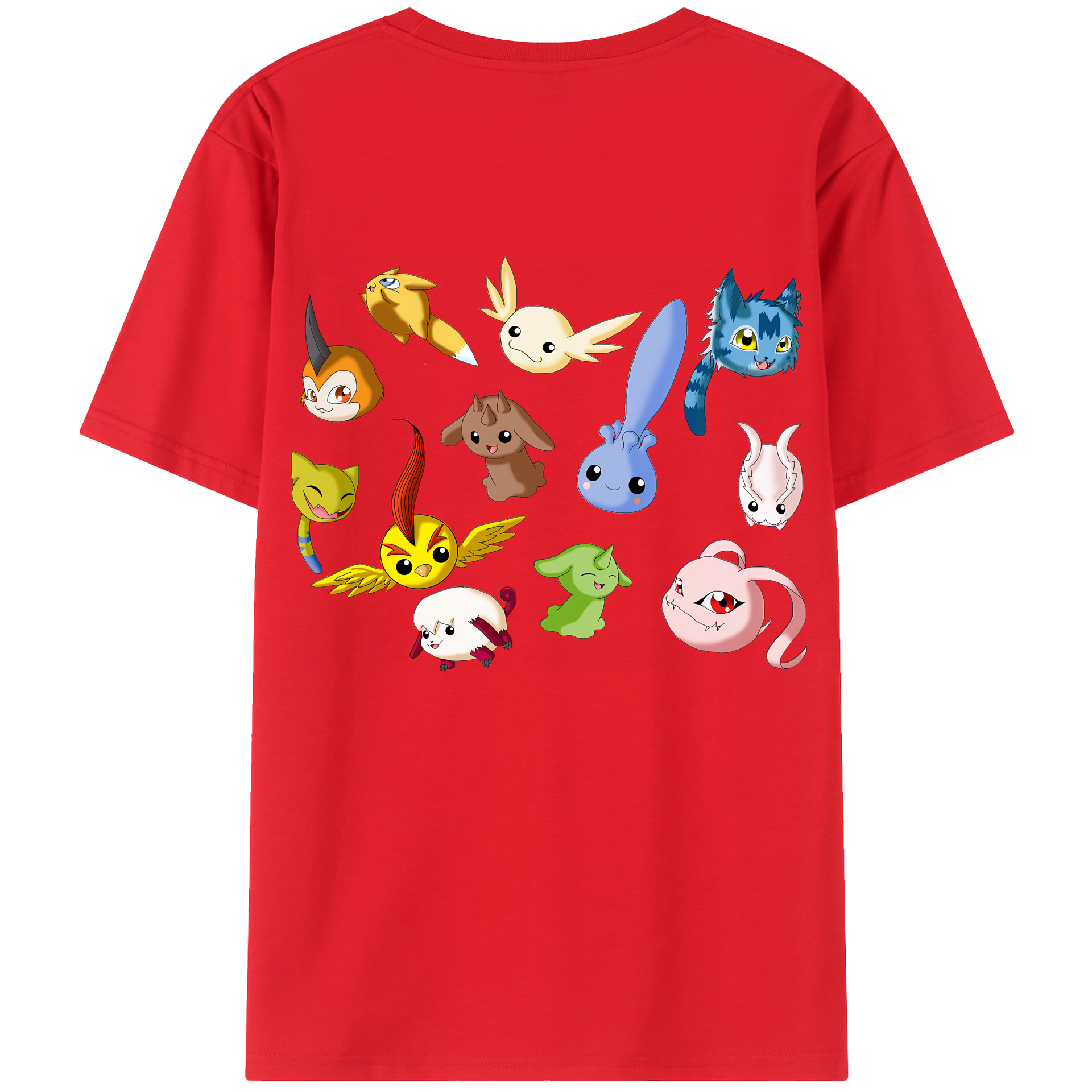 （画像用） Digimon デジタルモンスター/デジモン 綿100％ メンズ半袖Tシャツ（バックプリント） 通気性