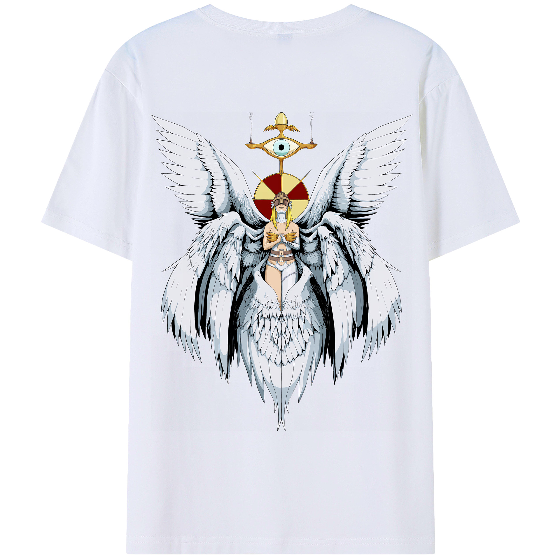 （画像用） Digimon デジタルモンスター/デジモン 綿100％ メンズ半袖Tシャツ（バックプリント） 通気性