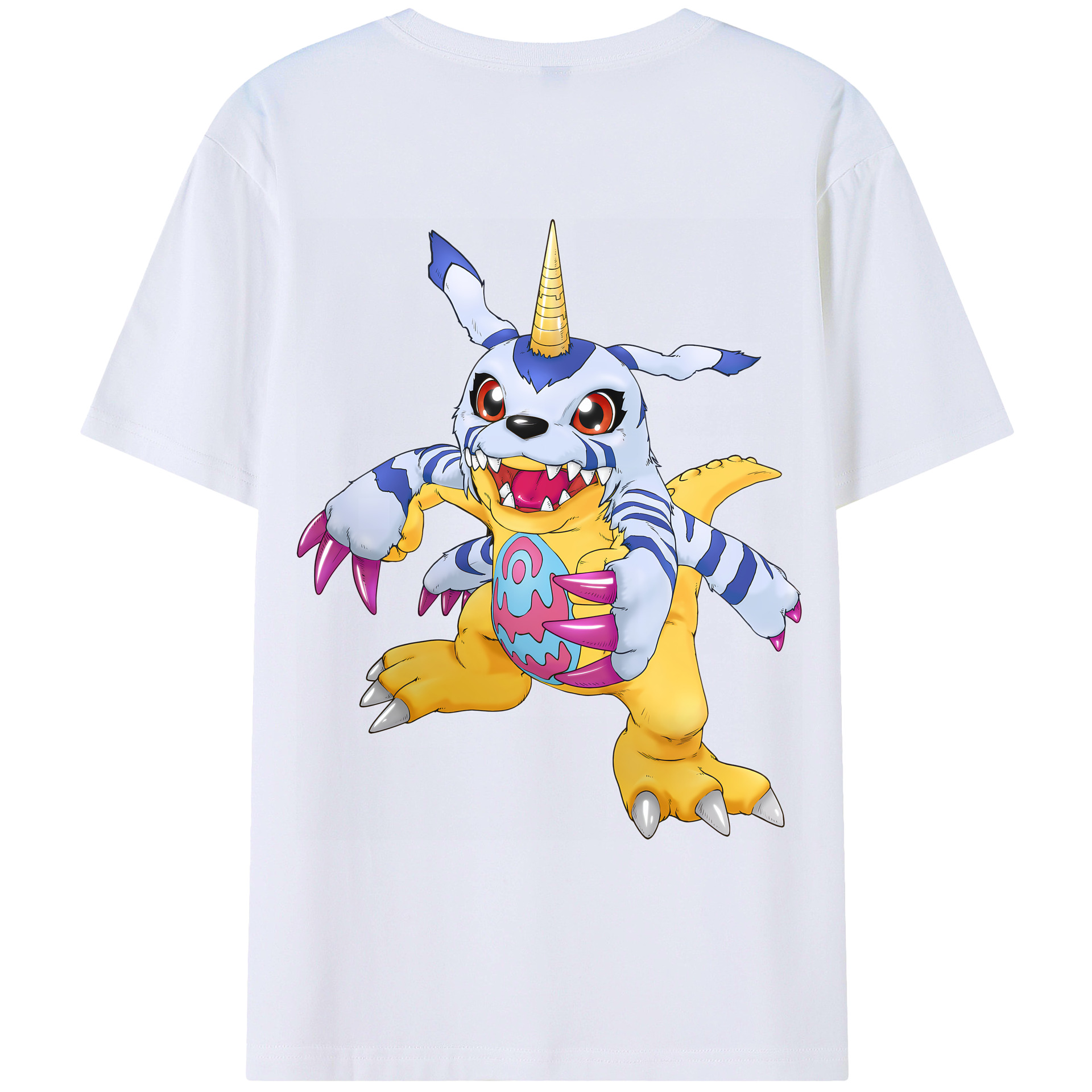 （画像用） Digimon デジタルモンスター/デジモン 綿100％ メンズ半袖Tシャツ（バックプリント） 通気性