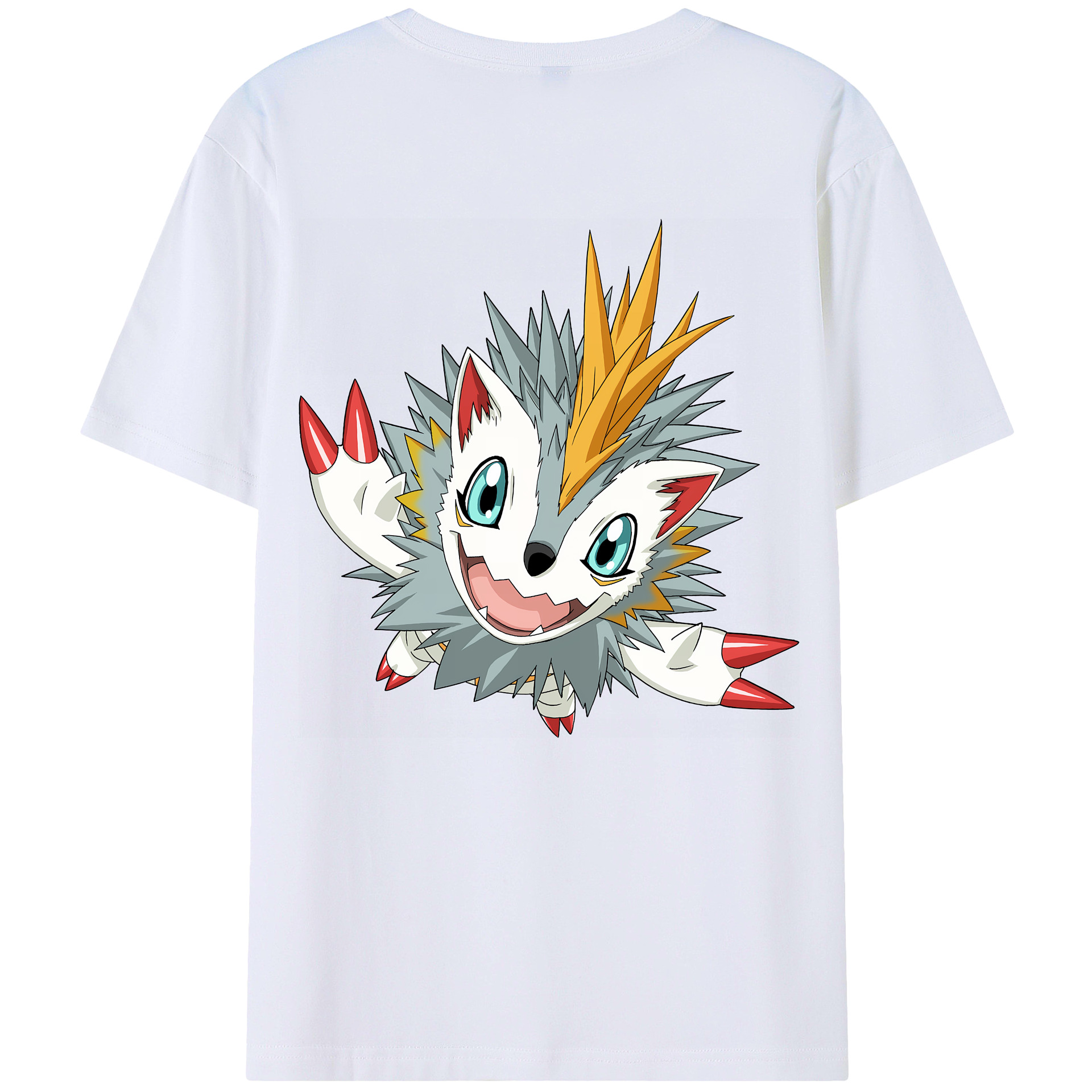 （画像用） Digimon デジタルモンスター/デジモン 綿100％ メンズ半袖Tシャツ（バックプリント） 通気性