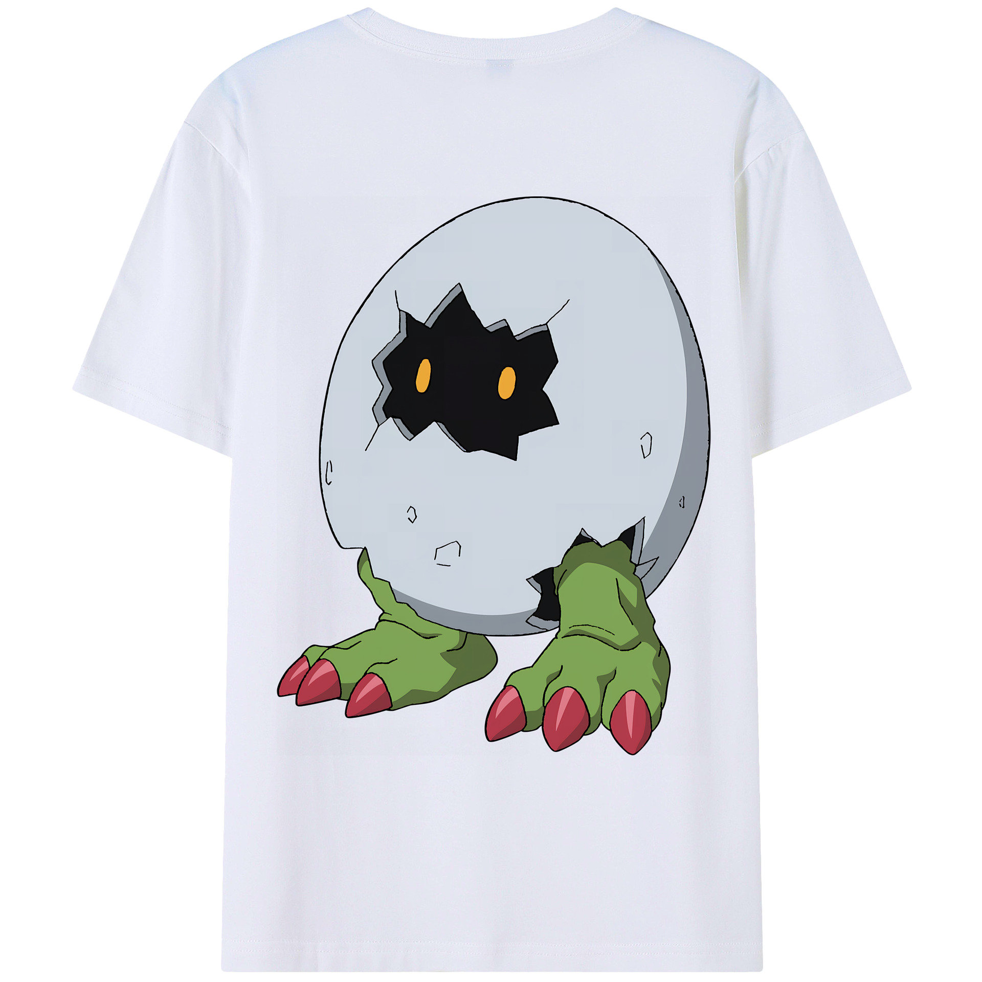 （画像用） Digimon デジタルモンスター/デジモン 綿100％ メンズ半袖Tシャツ（バックプリント） 通気性