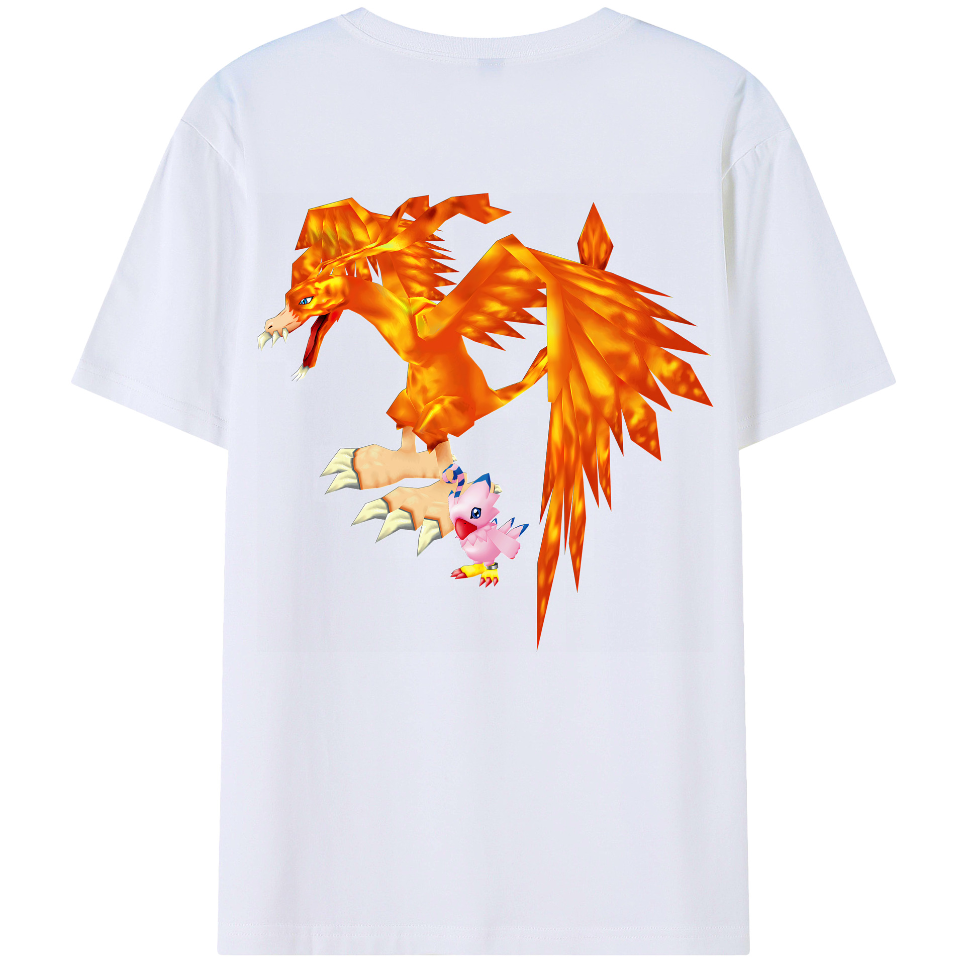 （画像用） Digimon デジタルモンスター/デジモン 綿100％ メンズ半袖Tシャツ（バックプリント） 通気性