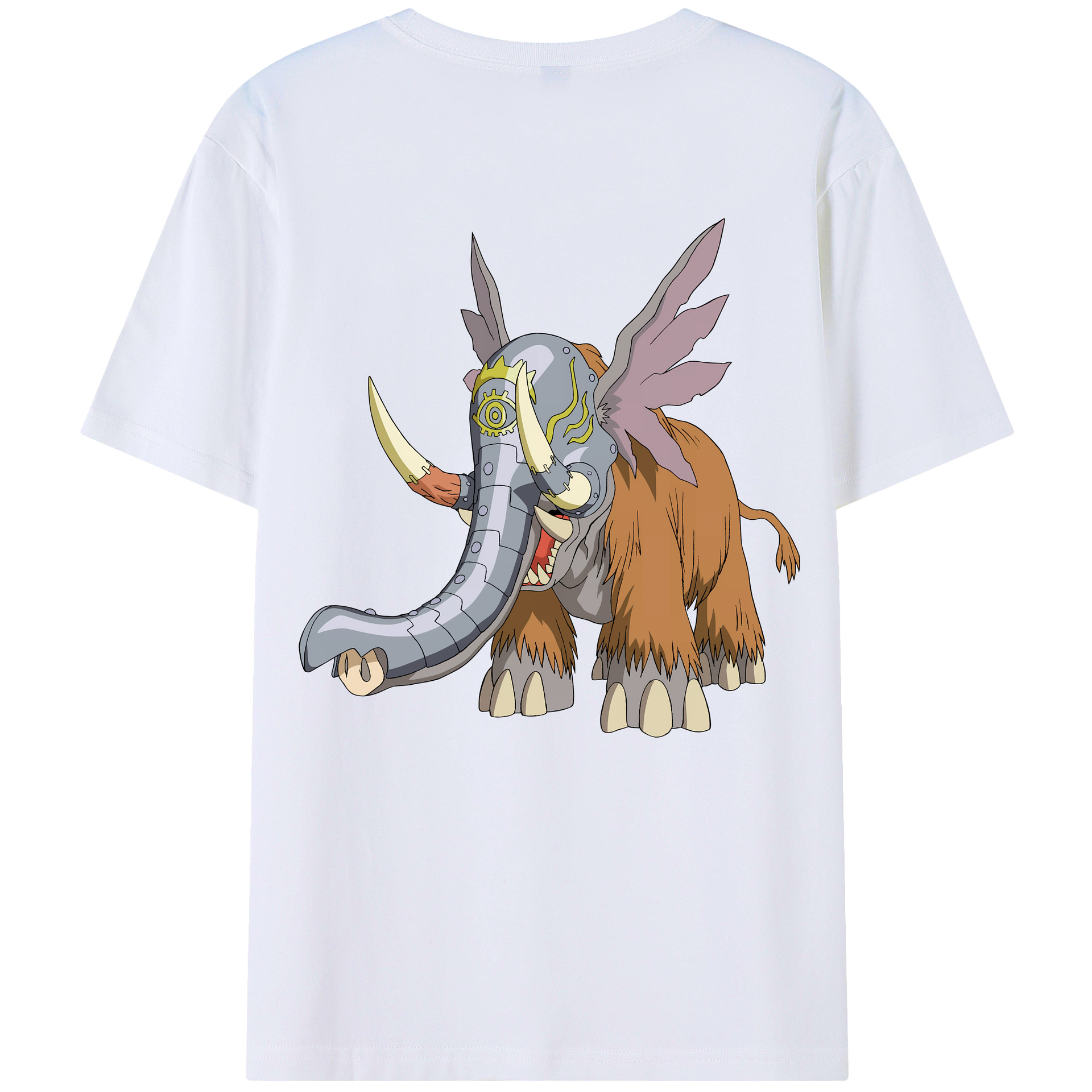 （画像用） Digimon デジタルモンスター/デジモン 綿100％ メンズ半袖Tシャツ（バックプリント） 通気性