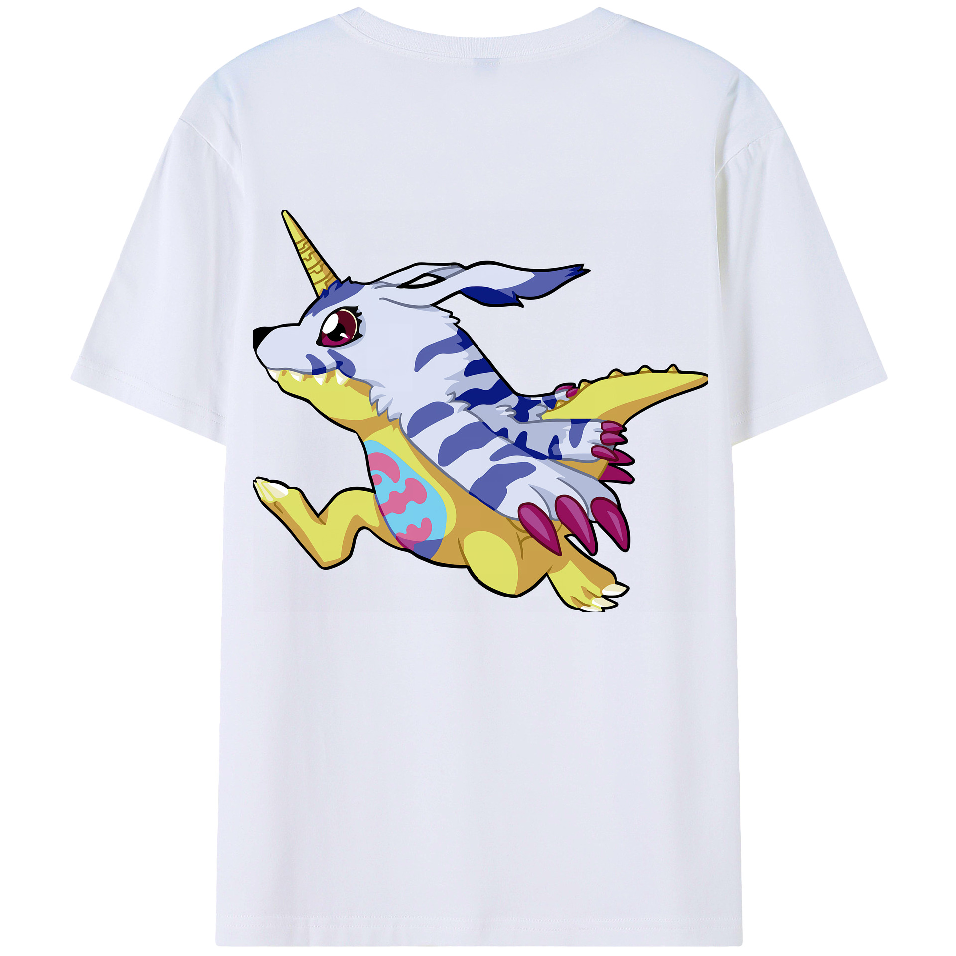 （画像用） Digimon デジタルモンスター/デジモン 綿100％ メンズ半袖Tシャツ（バックプリント） 通気性