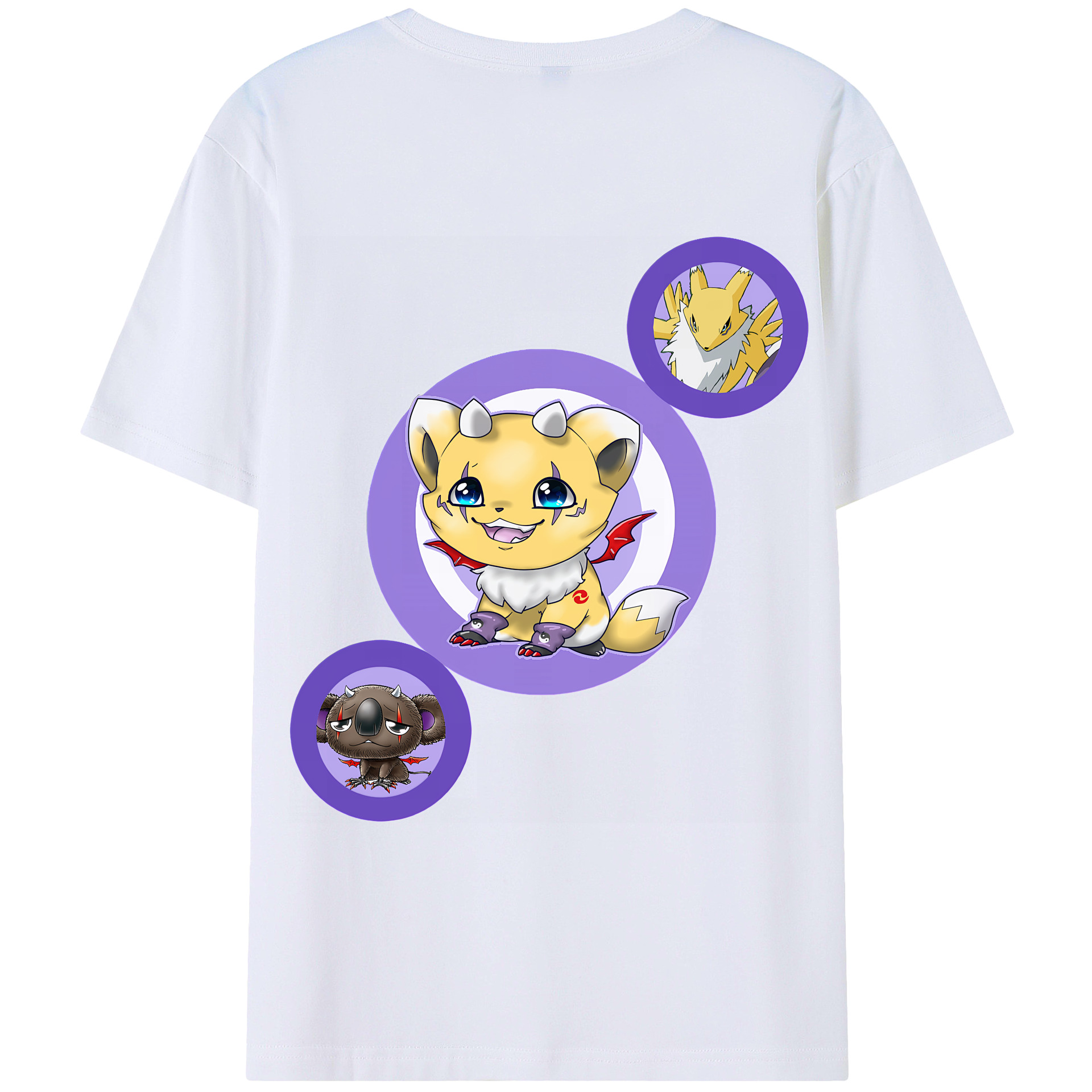 （画像用） Digimon デジタルモンスター/デジモン 綿100％ メンズ半袖Tシャツ（バックプリント） 通気性