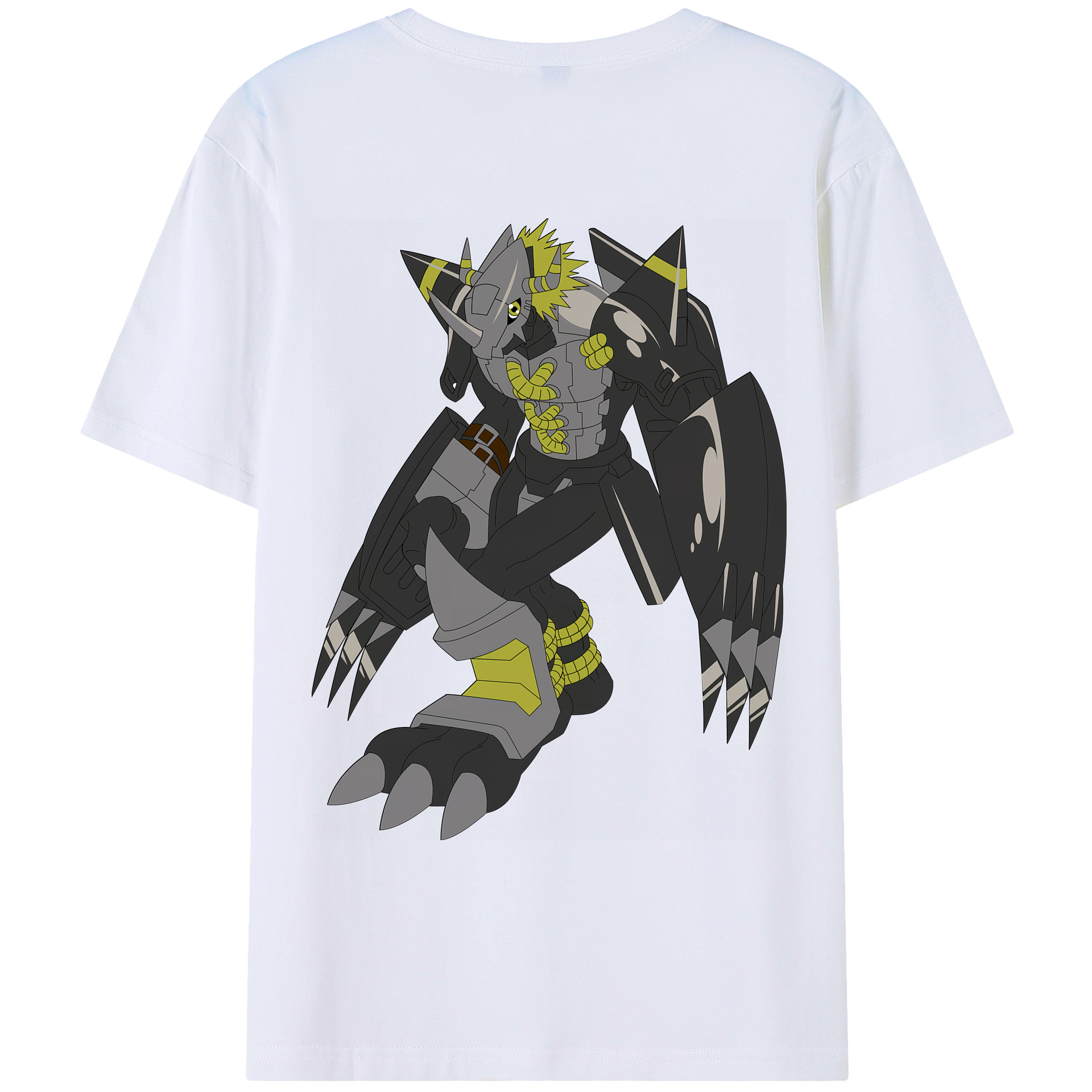 （画像用） Digimon デジタルモンスター/デジモン 綿100％ メンズ半袖Tシャツ（バックプリント） 通気性