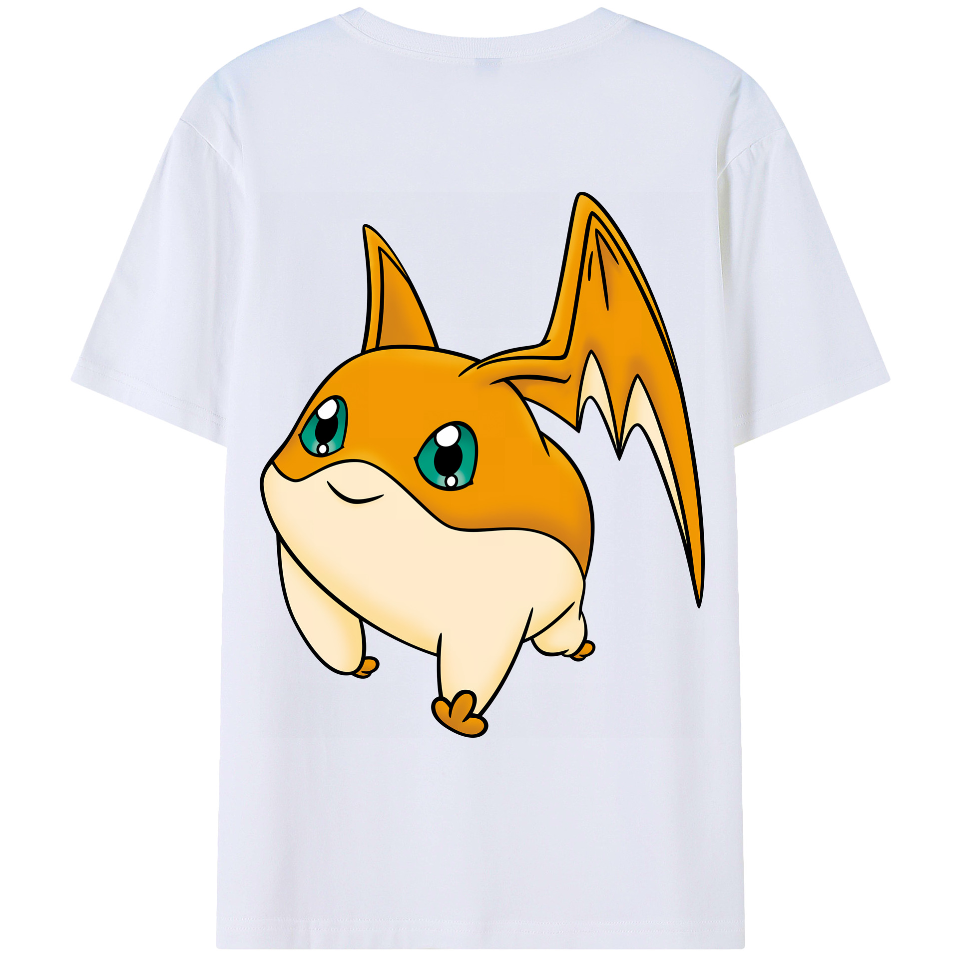 （画像用） Digimon デジタルモンスター/デジモン 綿100％ メンズ半袖Tシャツ（バックプリント） 通気性