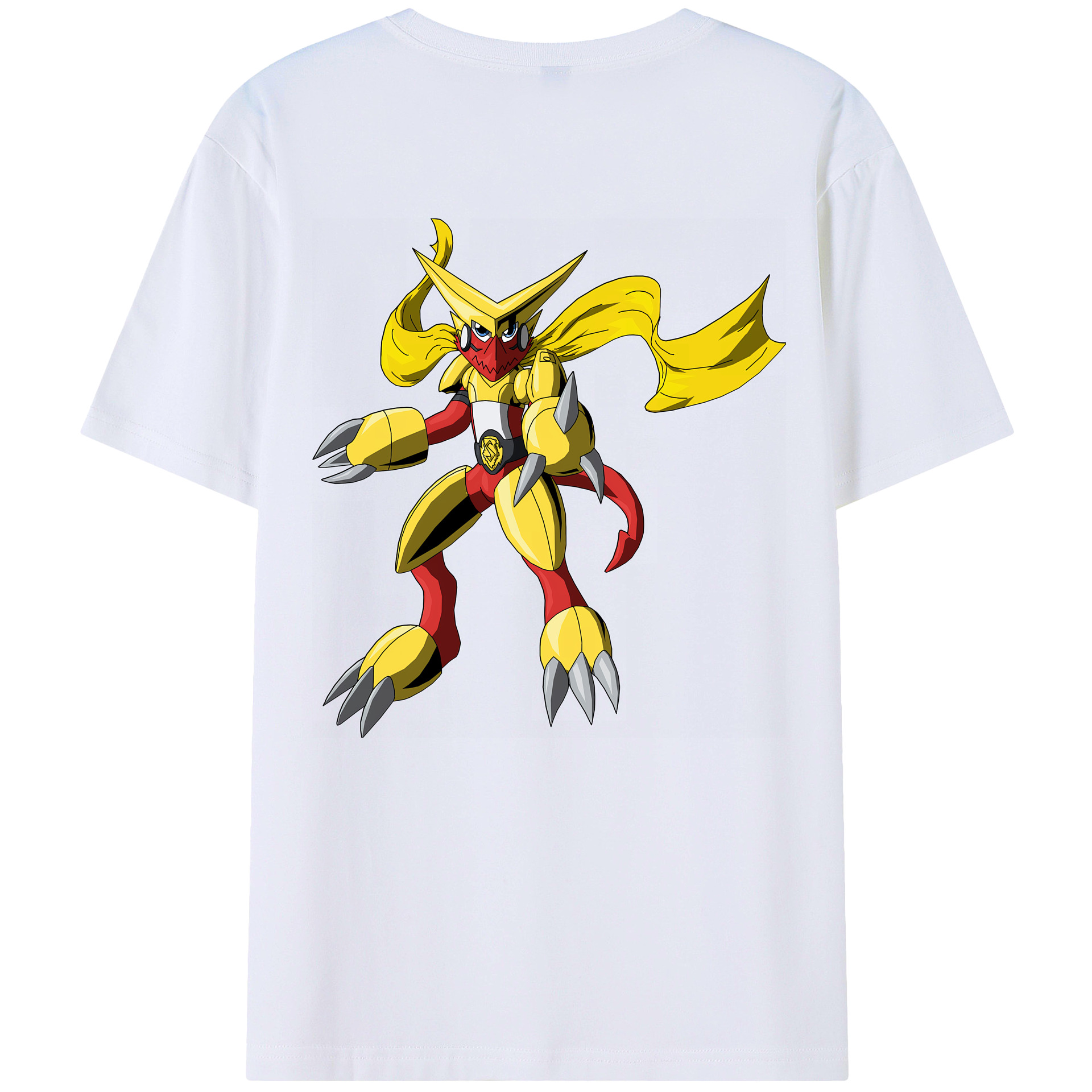 （画像用） Digimon デジタルモンスター/デジモン 綿100％ メンズ半袖Tシャツ（バックプリント） 通気性