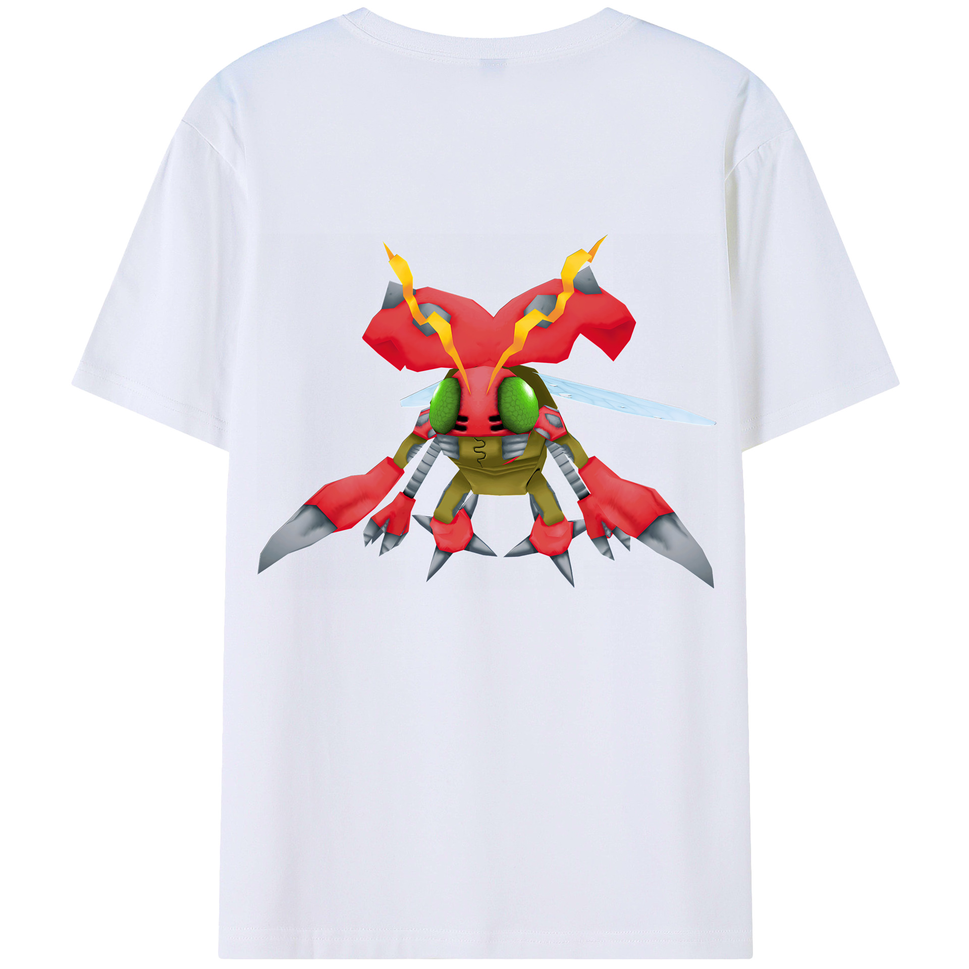（画像用） Digimon デジタルモンスター/デジモン 綿100％ メンズ半袖Tシャツ（バックプリント） 通気性