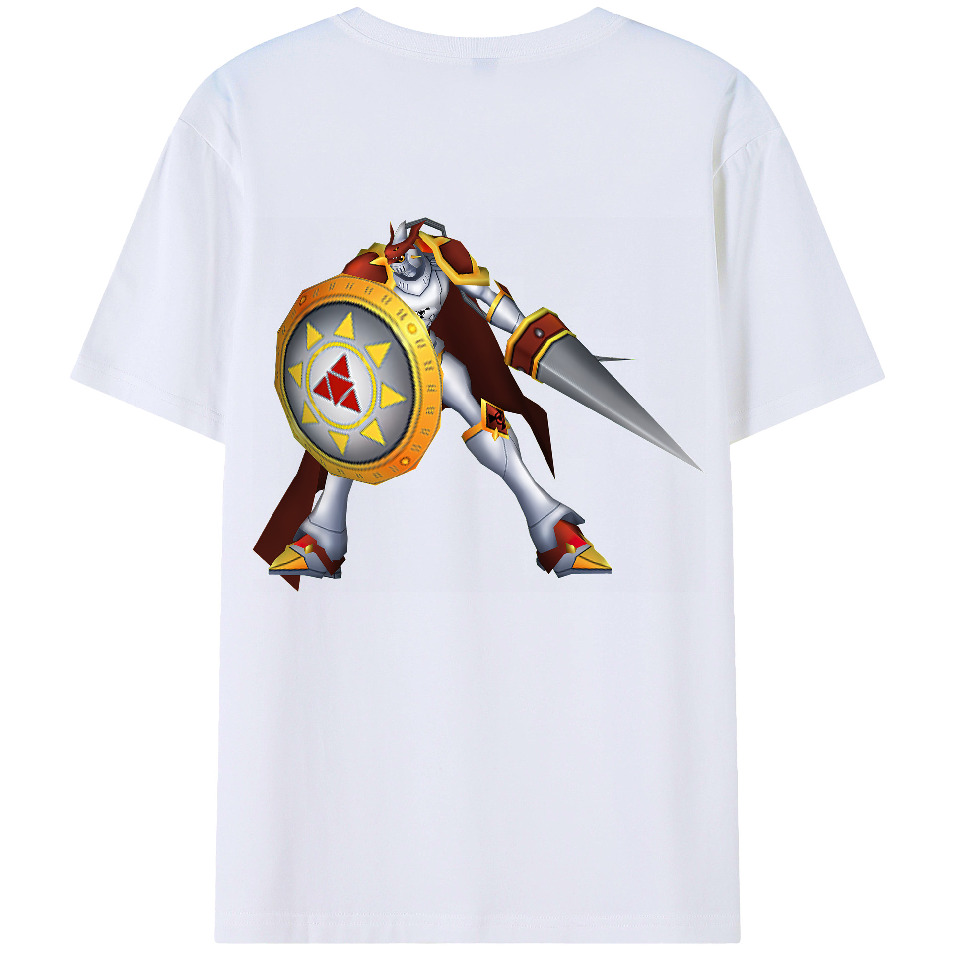 （画像用） Digimon デジタルモンスター/デジモン 綿100％ メンズ半袖Tシャツ（バックプリント） 通気性