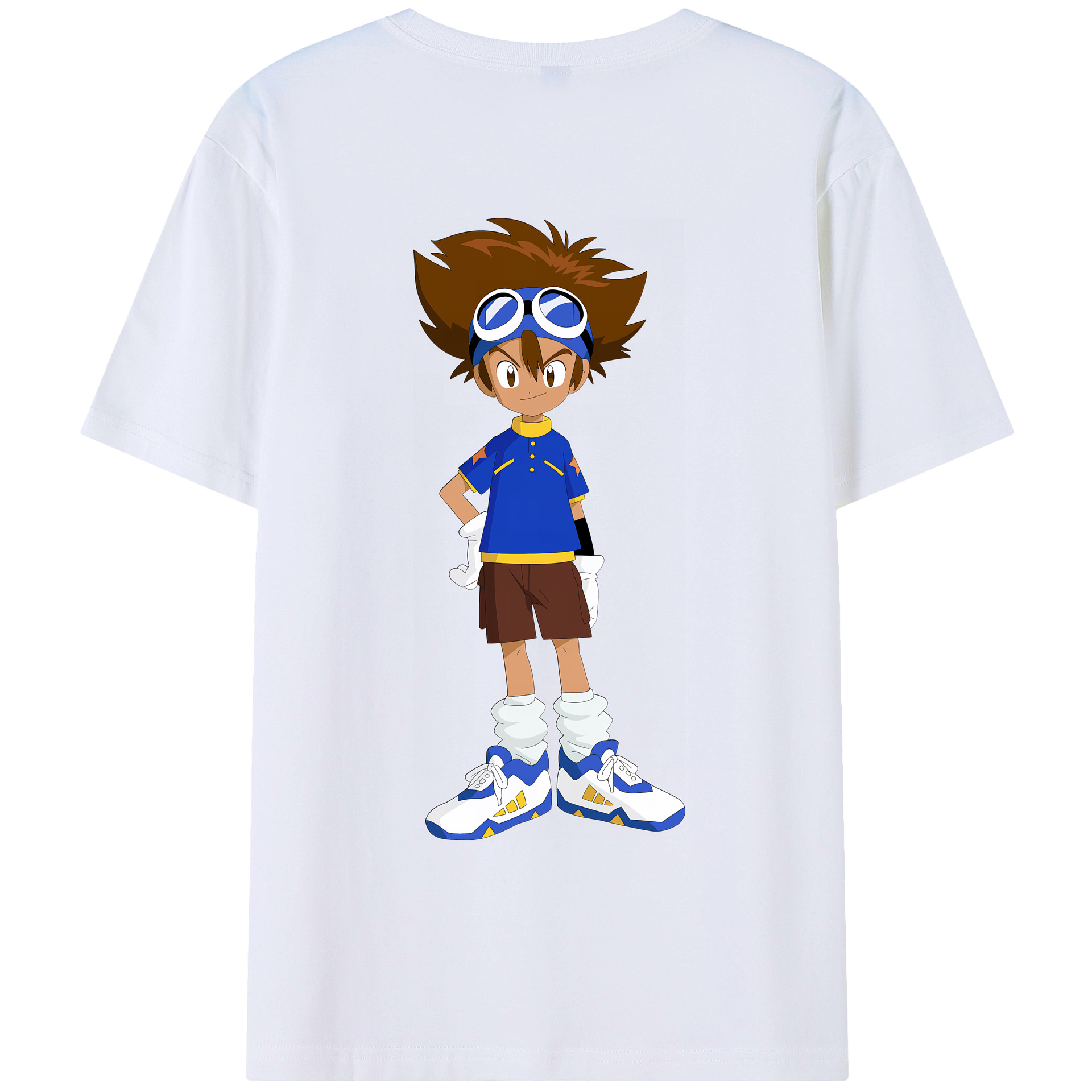 （画像用） Digimon デジタルモンスター/デジモン 綿100％ メンズ半袖Tシャツ（バックプリント） 通気性