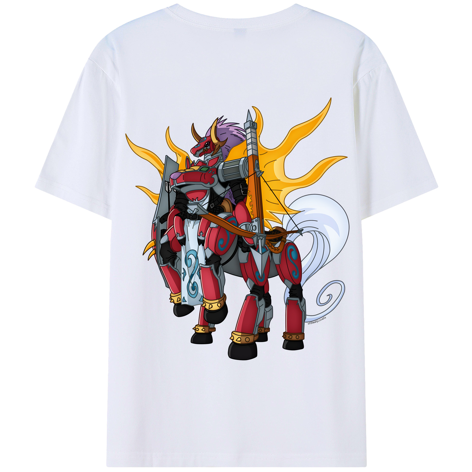 （画像用） Digimon デジタルモンスター/デジモン 綿100％ メンズ半袖Tシャツ（バックプリント） 通気性