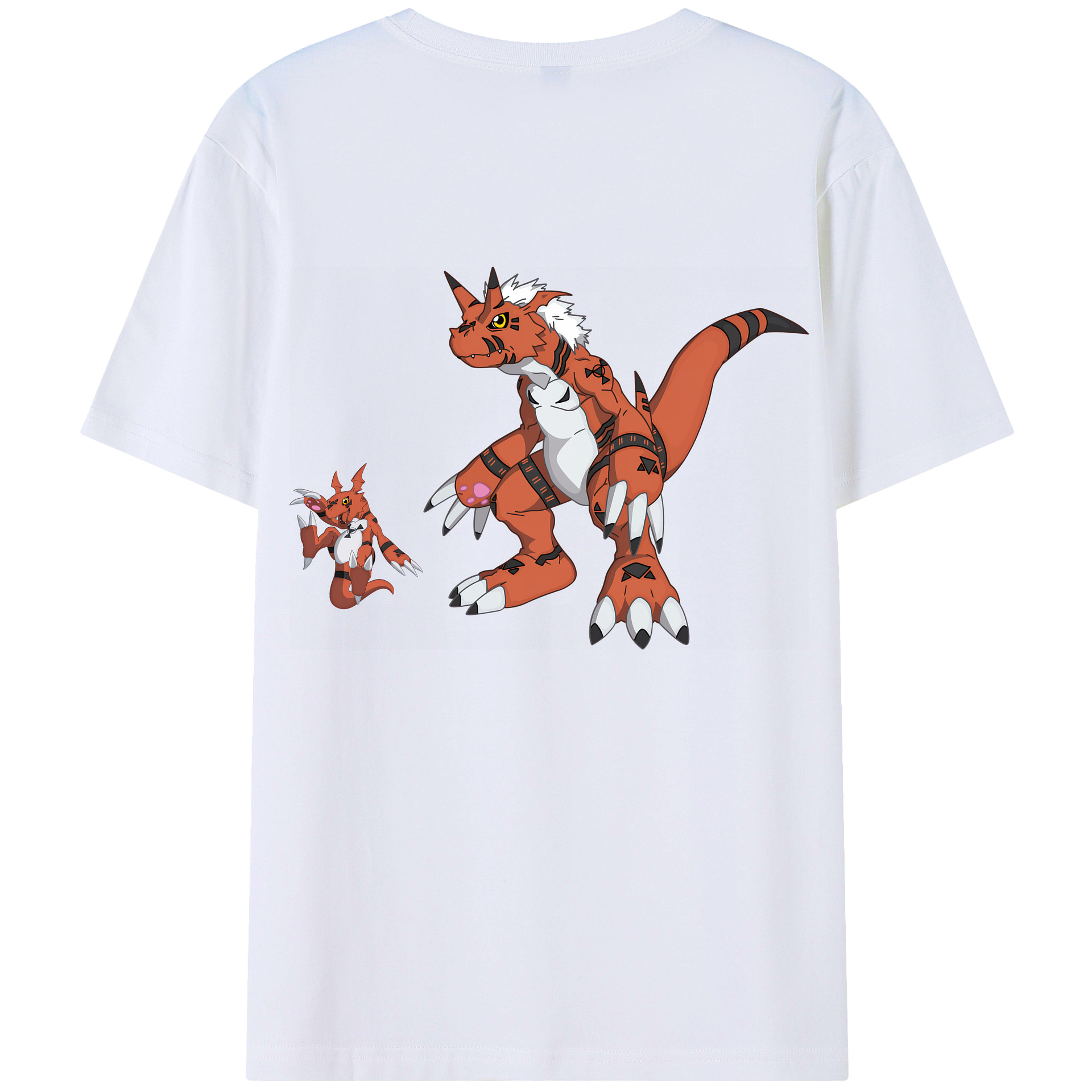 （画像用） Digimon デジタルモンスター/デジモン 綿100％ メンズ半袖Tシャツ（バックプリント） 通気性