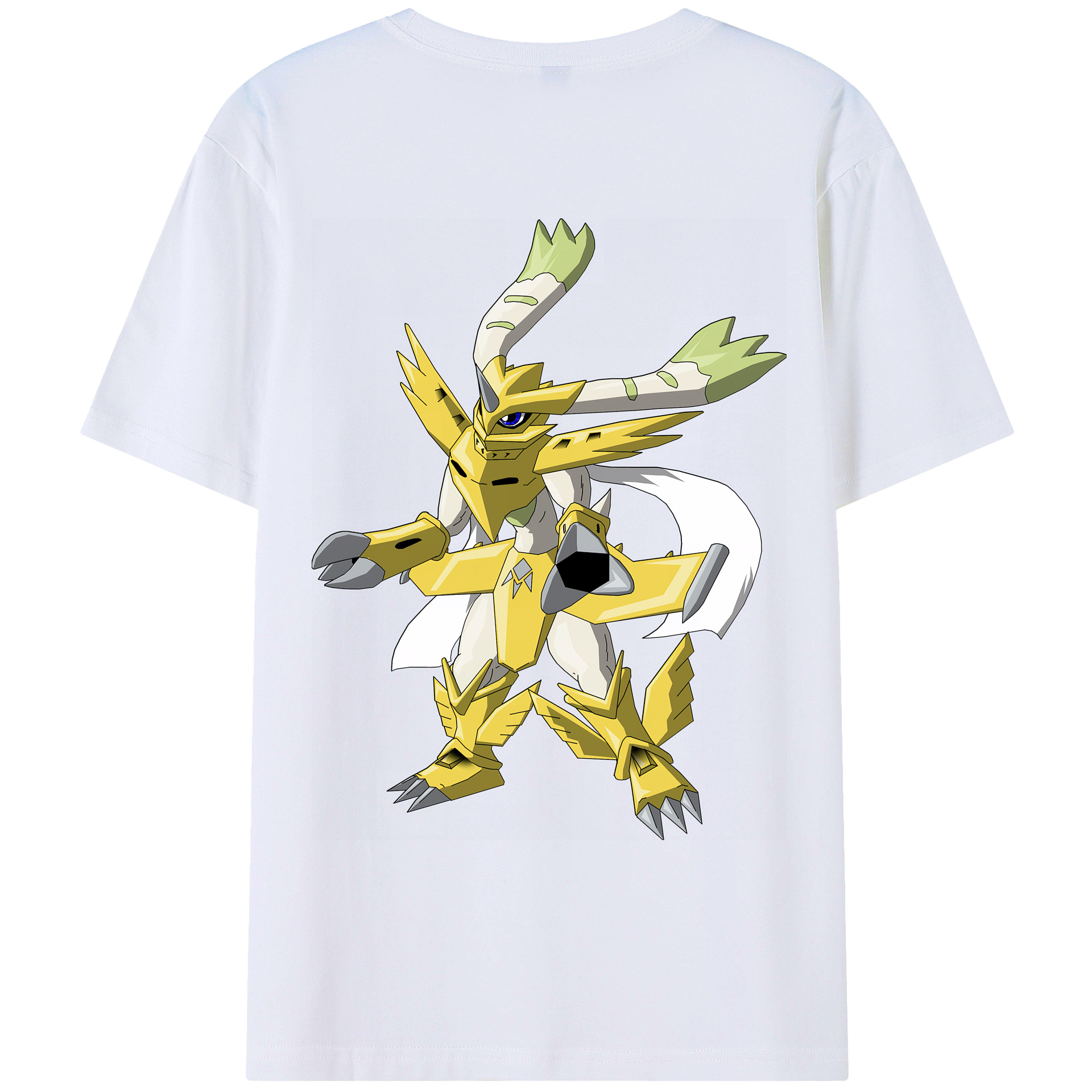 （画像用） Digimon デジタルモンスター/デジモン 綿100％ メンズ半袖Tシャツ（バックプリント） 通気性