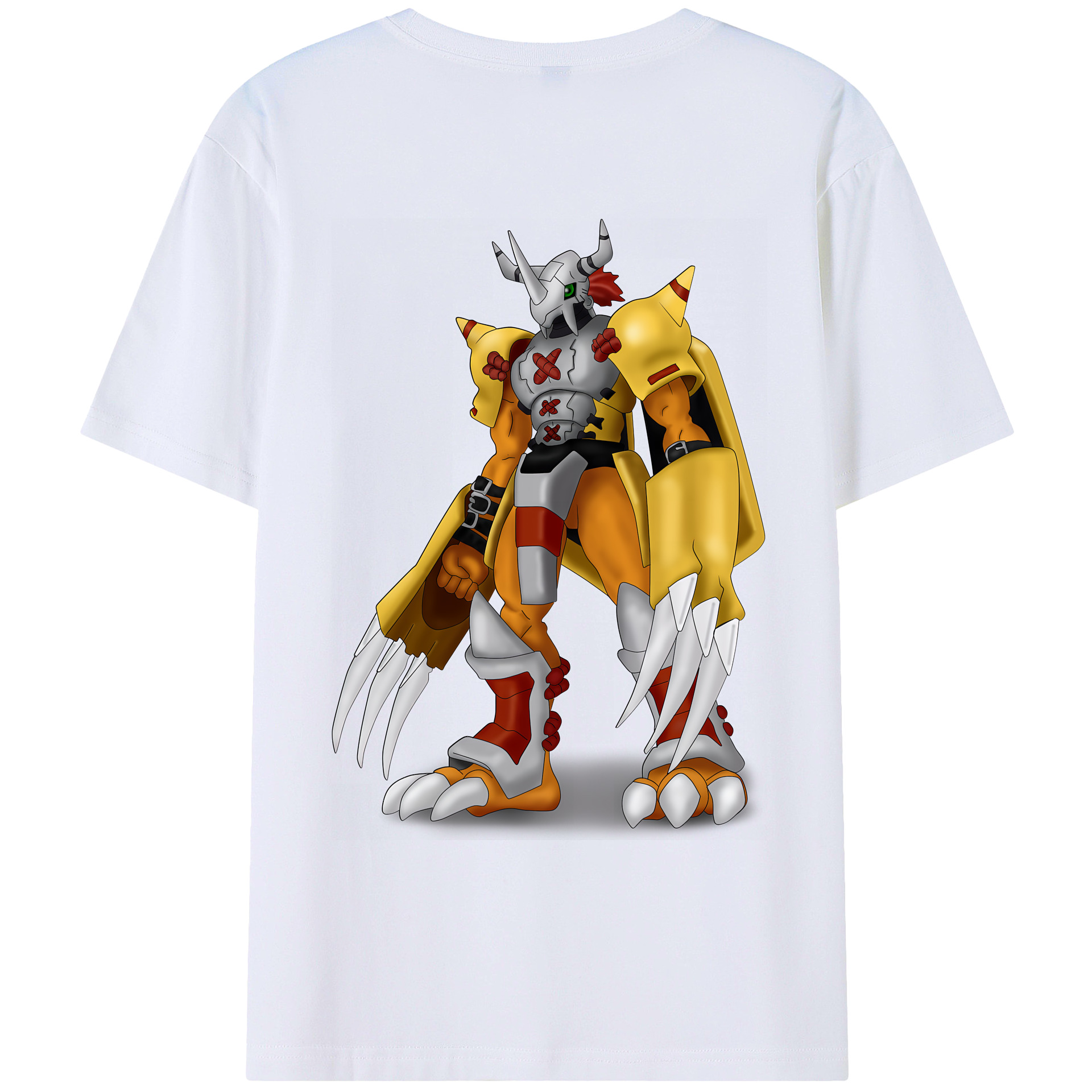 （画像用） Digimon デジタルモンスター/デジモン 綿100％ メンズ半袖Tシャツ（バックプリント） 通気性