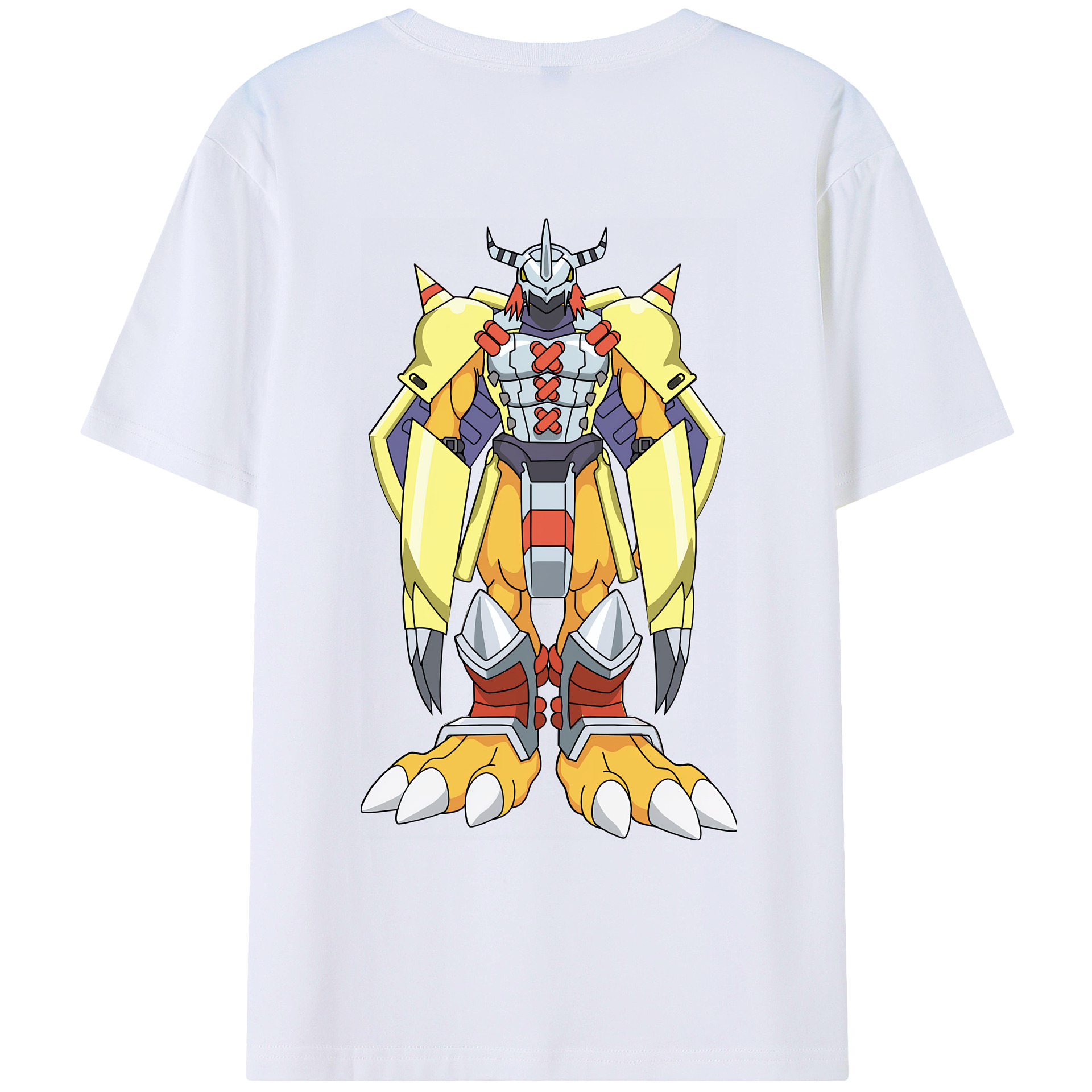 （画像用） Digimon デジタルモンスター/デジモン 綿100％ メンズ半袖Tシャツ（バックプリント） 通気性