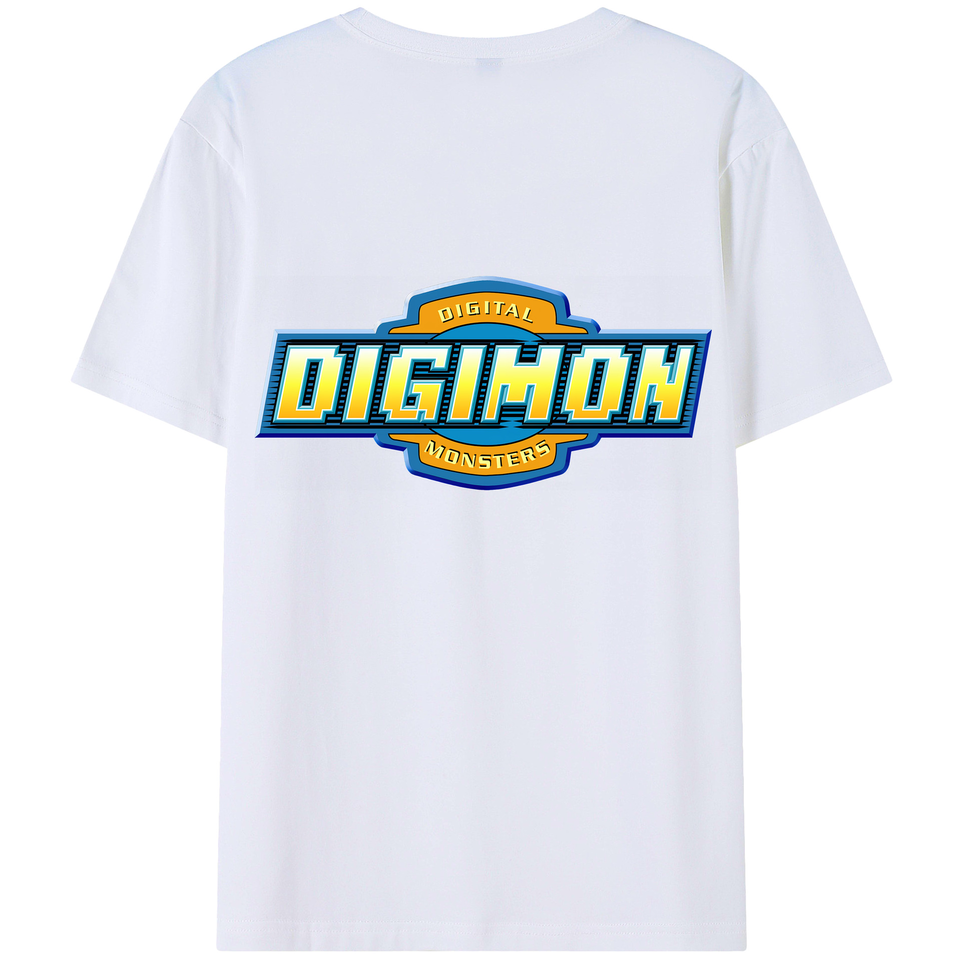 （画像用） Digimon デジタルモンスター/デジモン 綿100％ メンズ半袖Tシャツ（バックプリント） 通気性