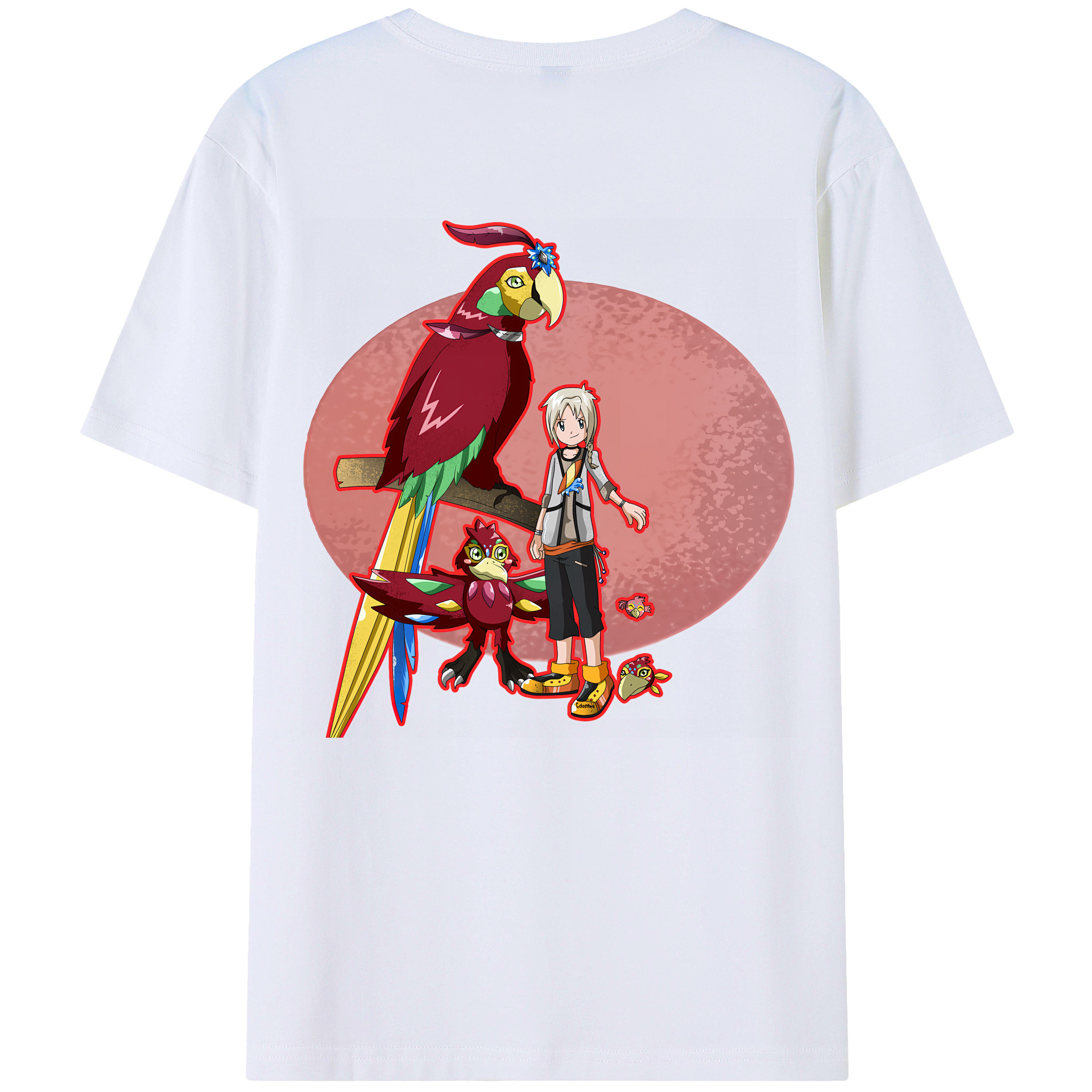 （画像用） Digimon デジタルモンスター/デジモン 綿100％ メンズ半袖Tシャツ（バックプリント） 通気性