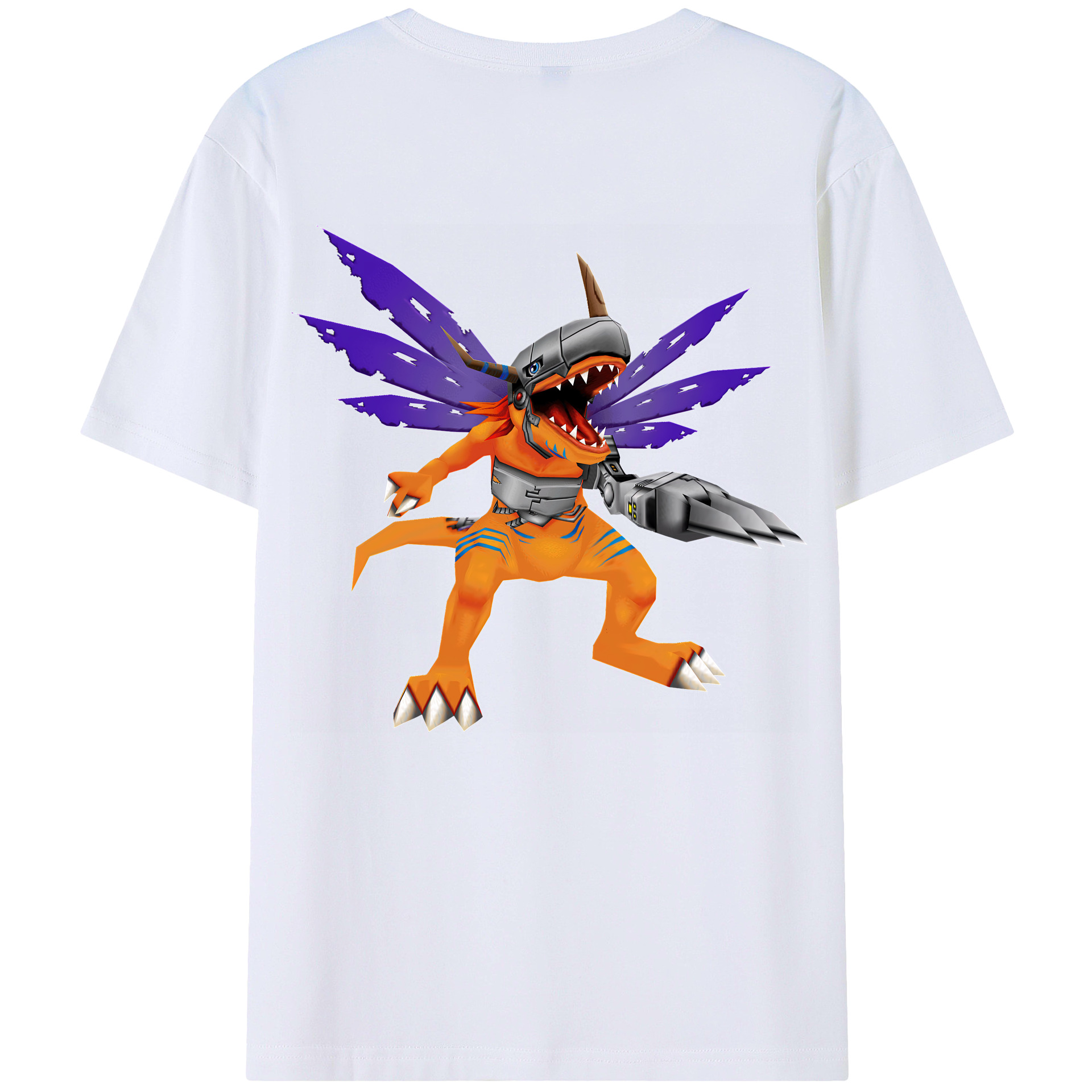 （画像用） Digimon デジタルモンスター/デジモン 綿100％ メンズ半袖Tシャツ（バックプリント） 通気性