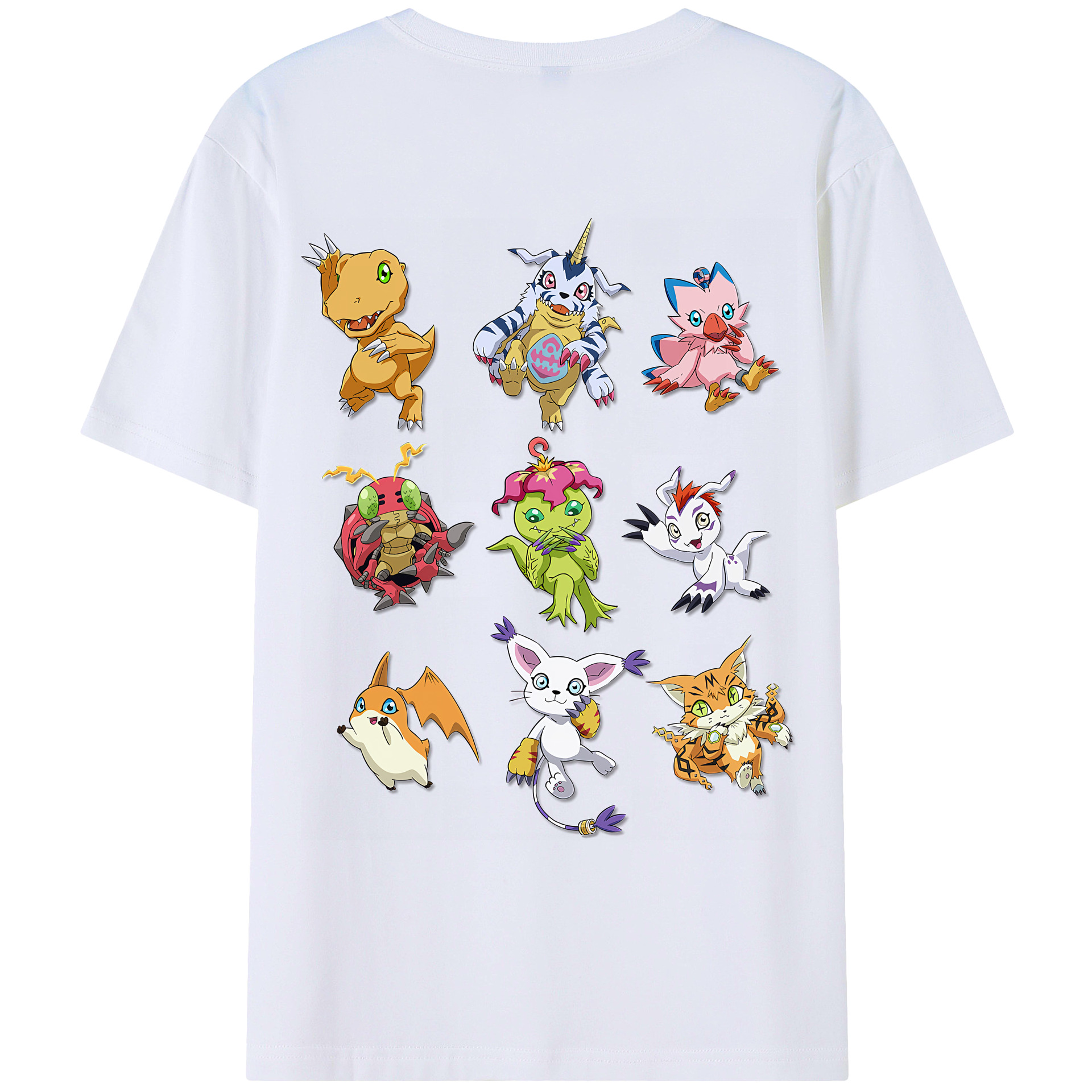 （画像用） Digimon デジタルモンスター/デジモン 綿100％ メンズ半袖Tシャツ（バックプリント） 通気性
