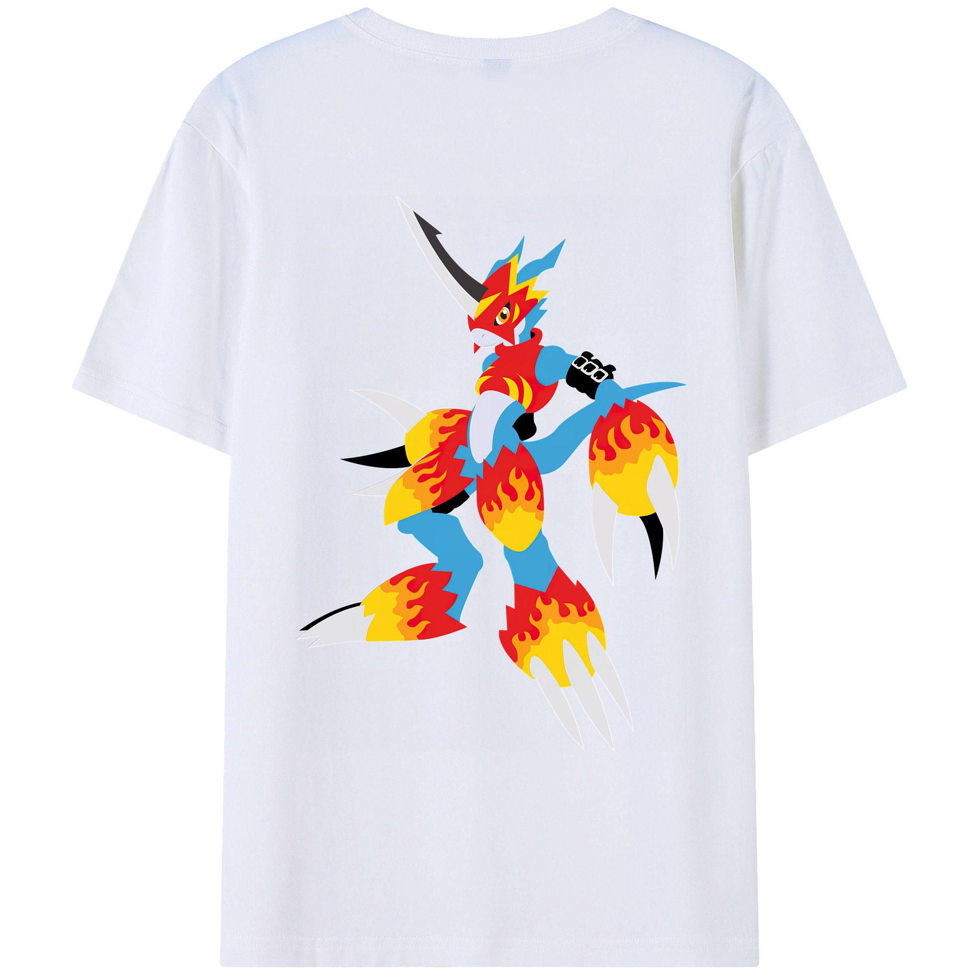 （画像用） Digimon デジタルモンスター/デジモン 綿100％ メンズ半袖Tシャツ（バックプリント） 通気性