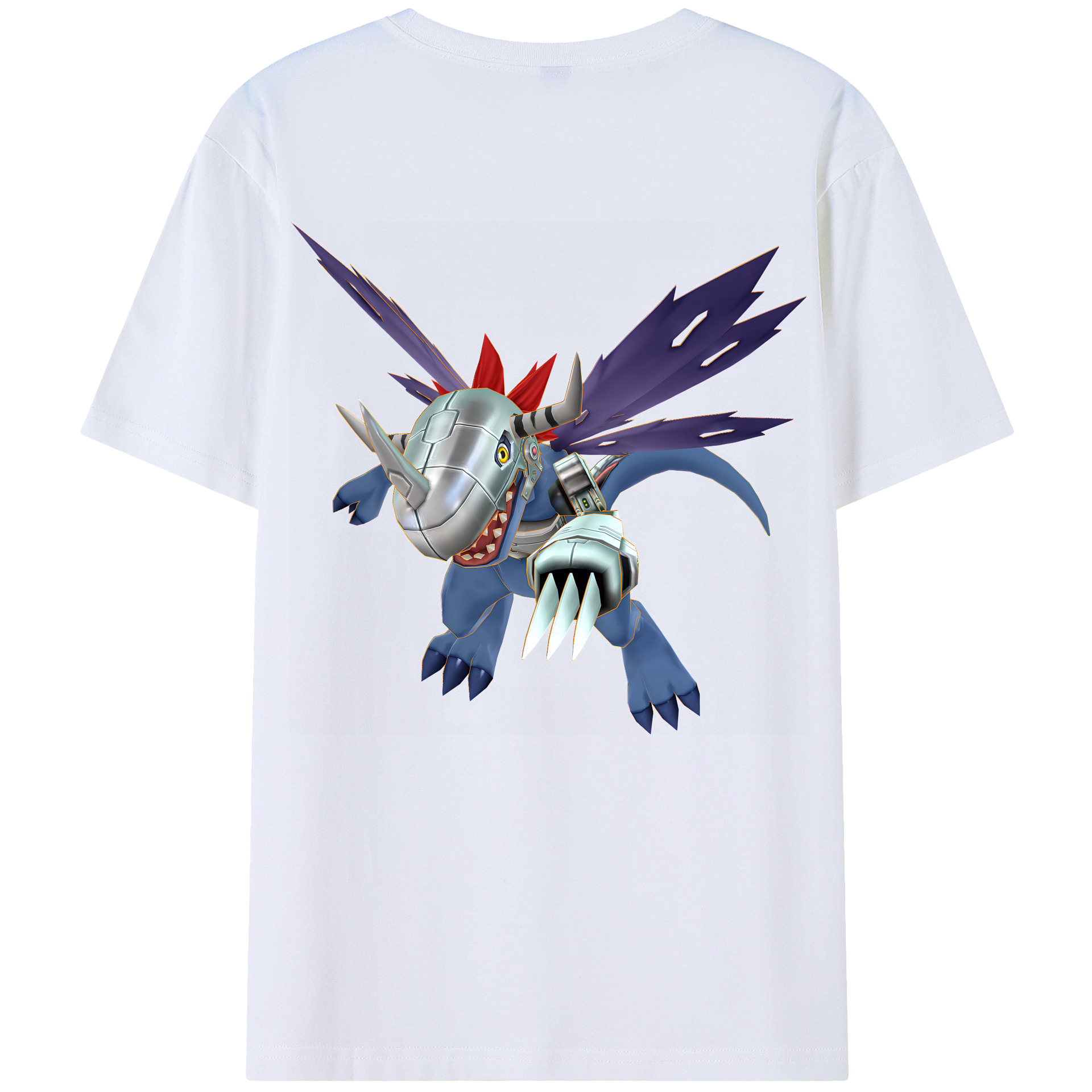 （画像用） Digimon デジタルモンスター/デジモン 綿100％ メンズ半袖Tシャツ（バックプリント） 通気性
