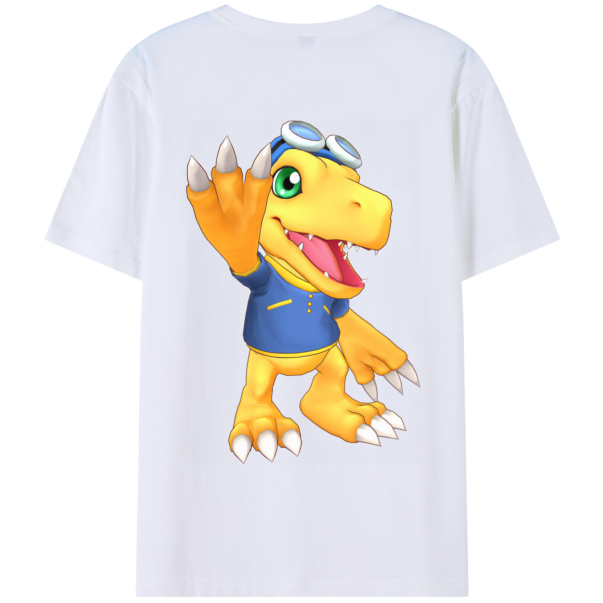 （画像用） Digimon デジタルモンスター/デジモン 綿100％ メンズ半袖Tシャツ（バックプリント） 通気性