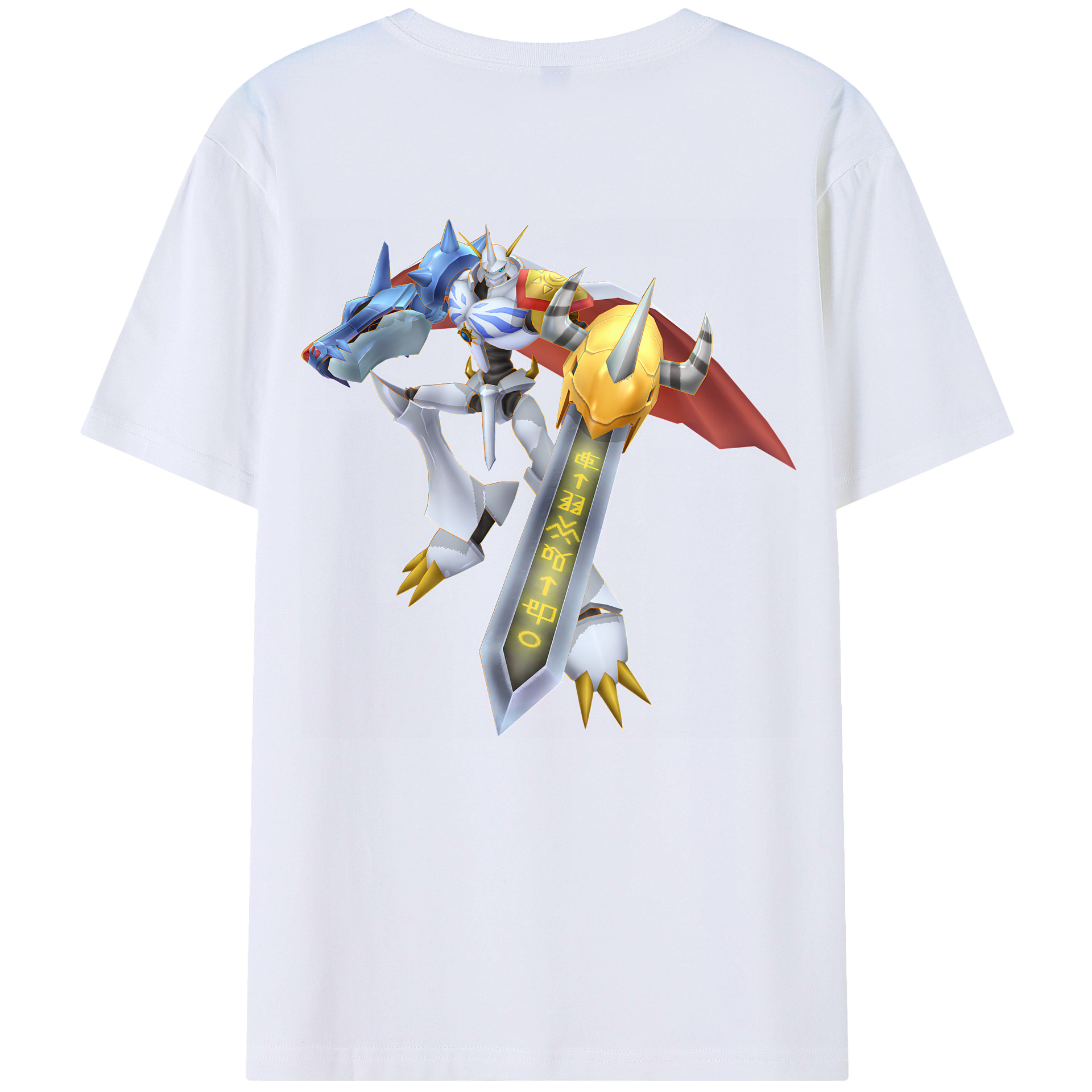 （画像用） Digimon デジタルモンスター/デジモン 綿100％ メンズ半袖Tシャツ（バックプリント） 通気性