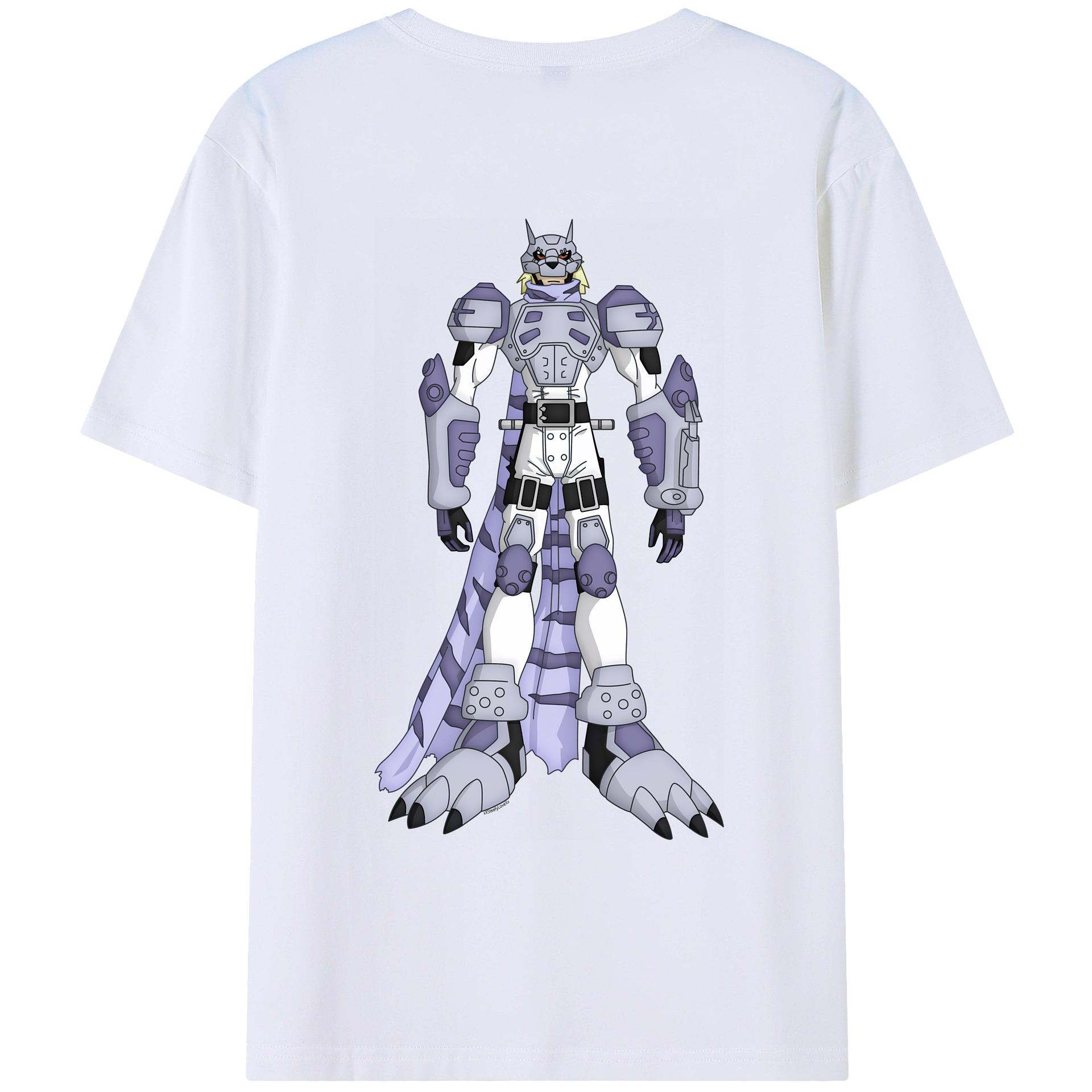 （画像用） Digimon デジタルモンスター/デジモン 綿100％ メンズ半袖Tシャツ（バックプリント） 通気性