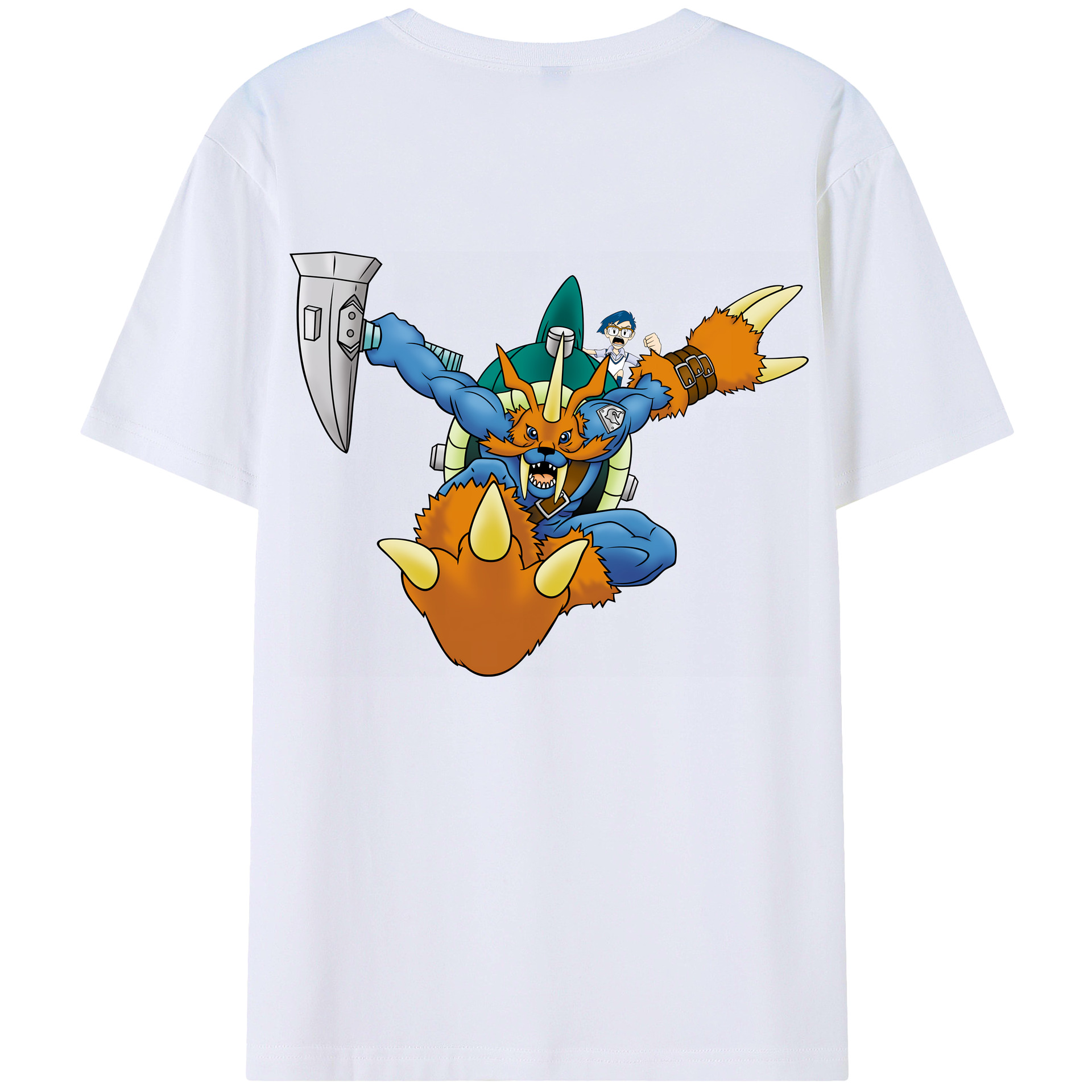 （画像用） Digimon デジタルモンスター/デジモン 綿100％ メンズ半袖Tシャツ（バックプリント） 通気性