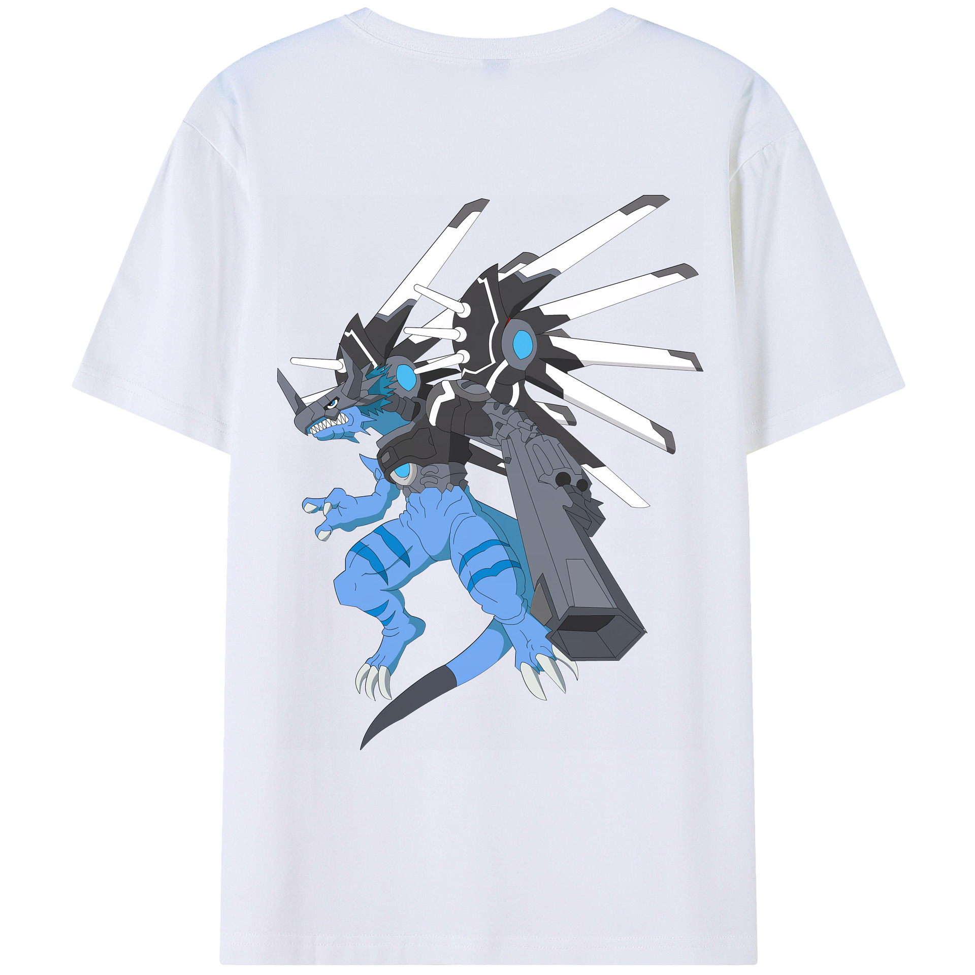 （画像用） Digimon デジタルモンスター/デジモン 綿100％ メンズ半袖Tシャツ（バックプリント） 通気性