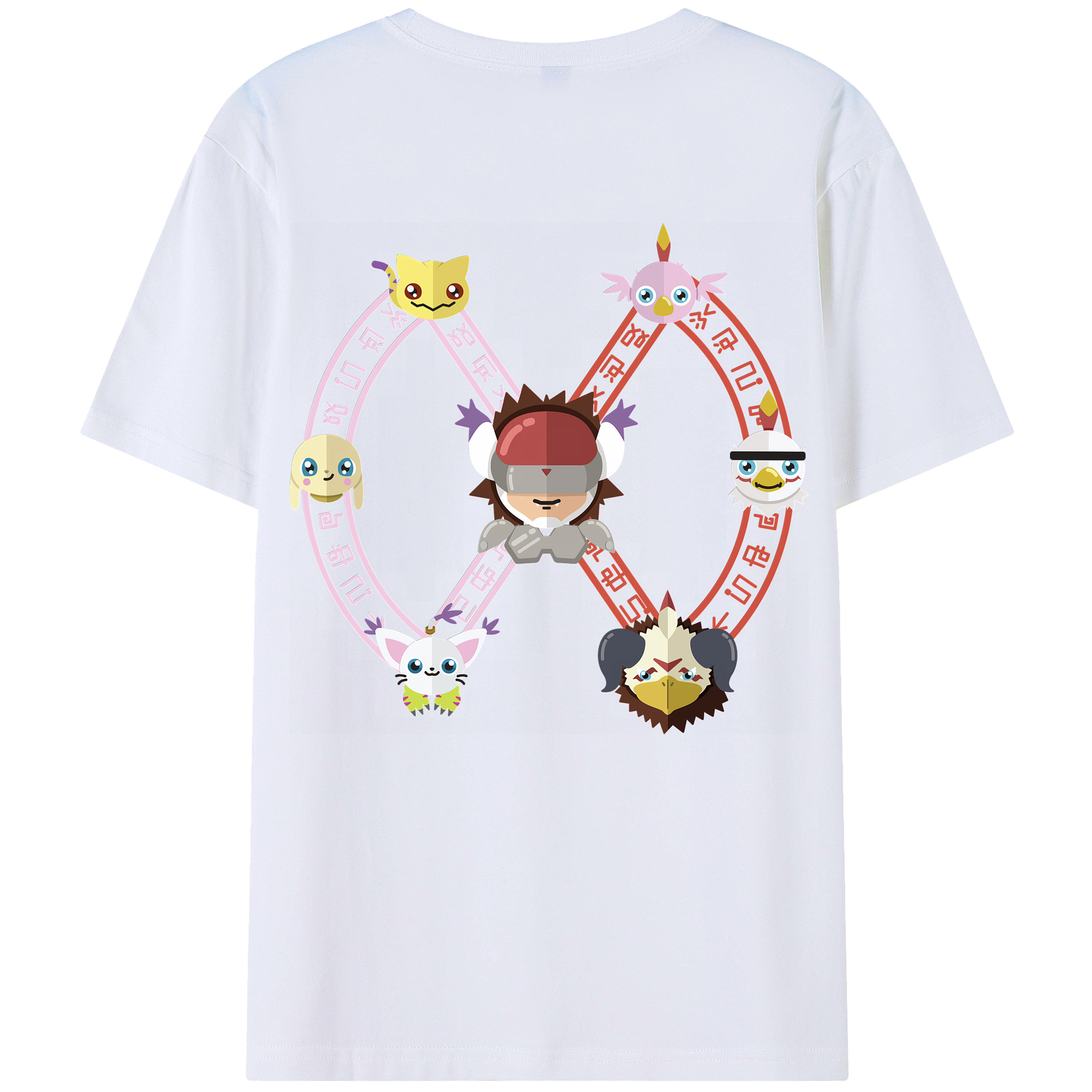（画像用） Digimon デジタルモンスター/デジモン 綿100％ メンズ半袖Tシャツ（バックプリント） 通気性