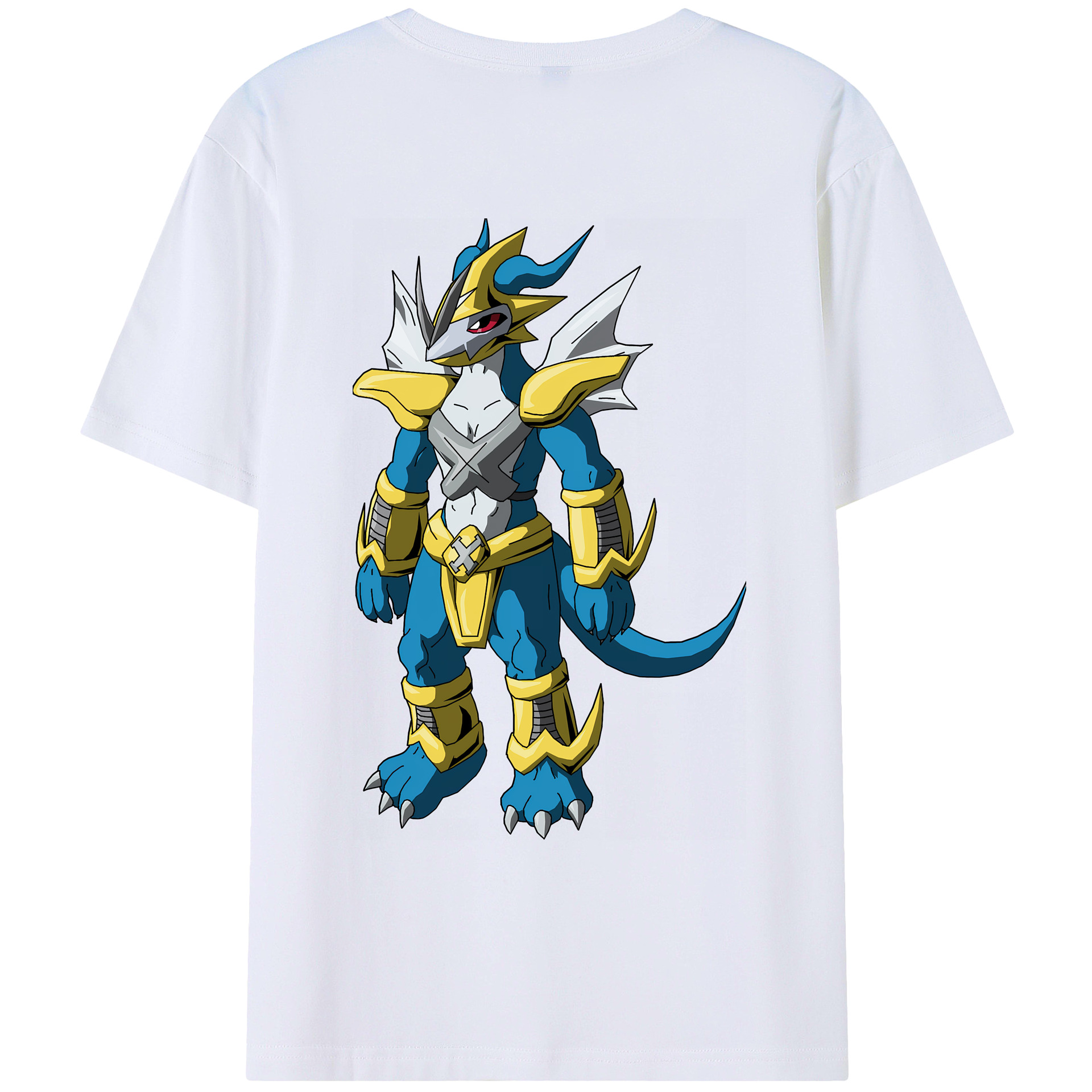 （画像用） Digimon デジタルモンスター/デジモン 綿100％ メンズ半袖Tシャツ（バックプリント） 通気性