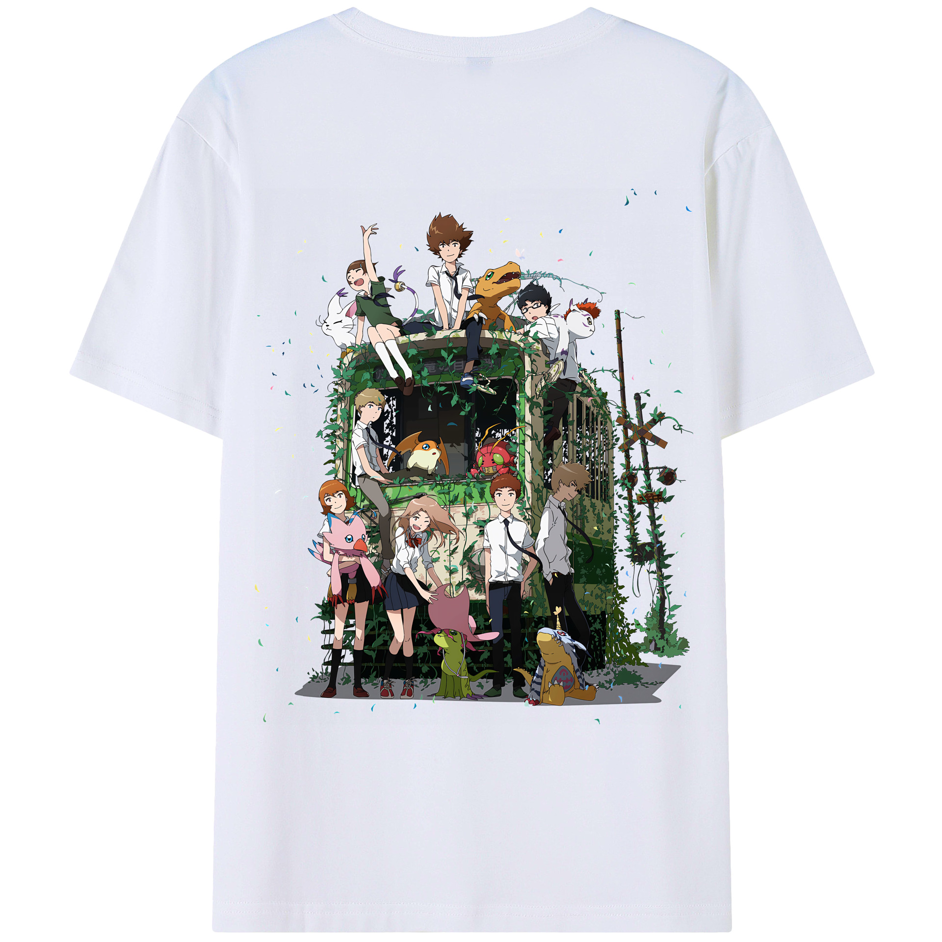 （画像用） Digimon デジタルモンスター/デジモン 綿100％ メンズ半袖Tシャツ（バックプリント） 通気性