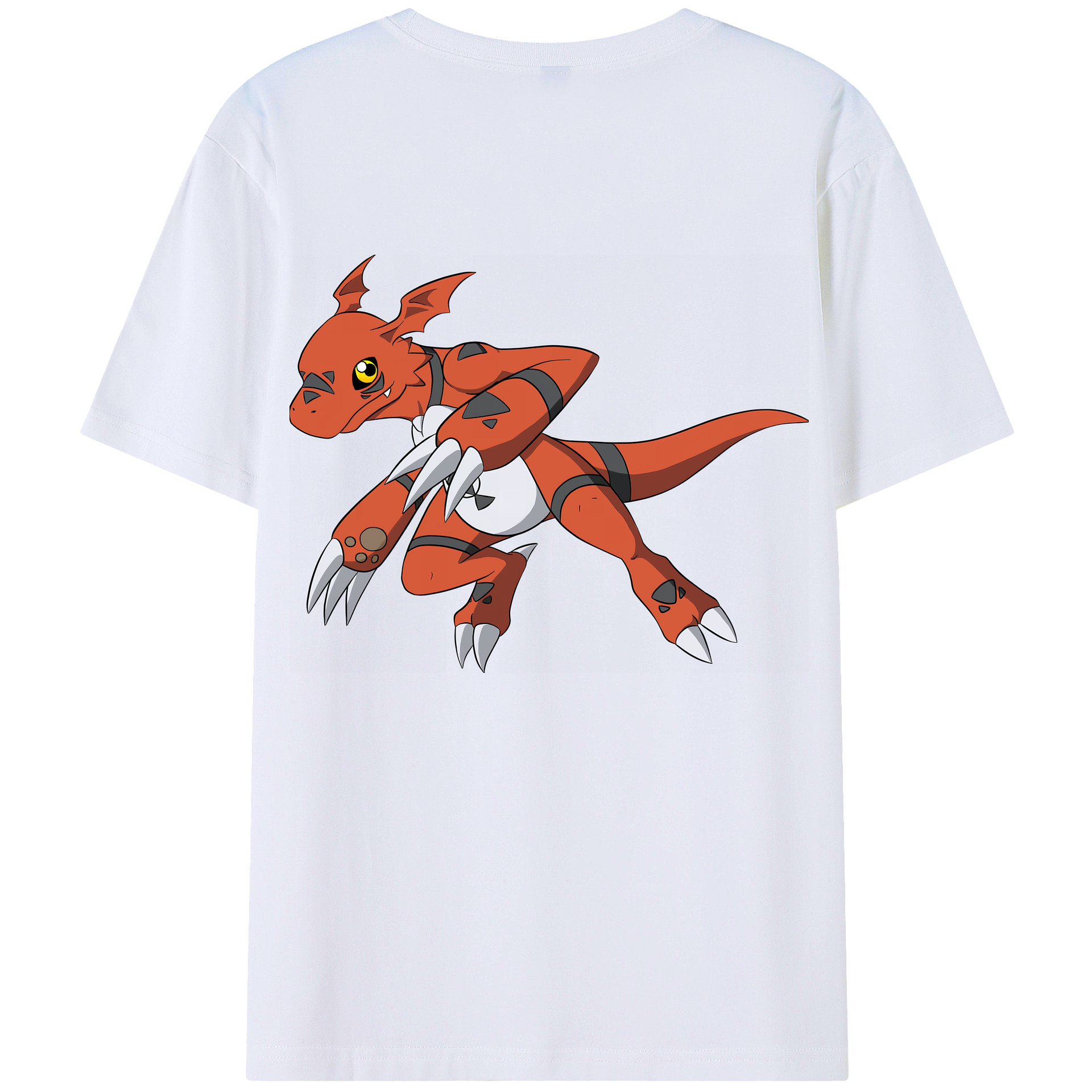 （画像用） Digimon デジタルモンスター/デジモン 綿100％ メンズ半袖Tシャツ（バックプリント） 通気性