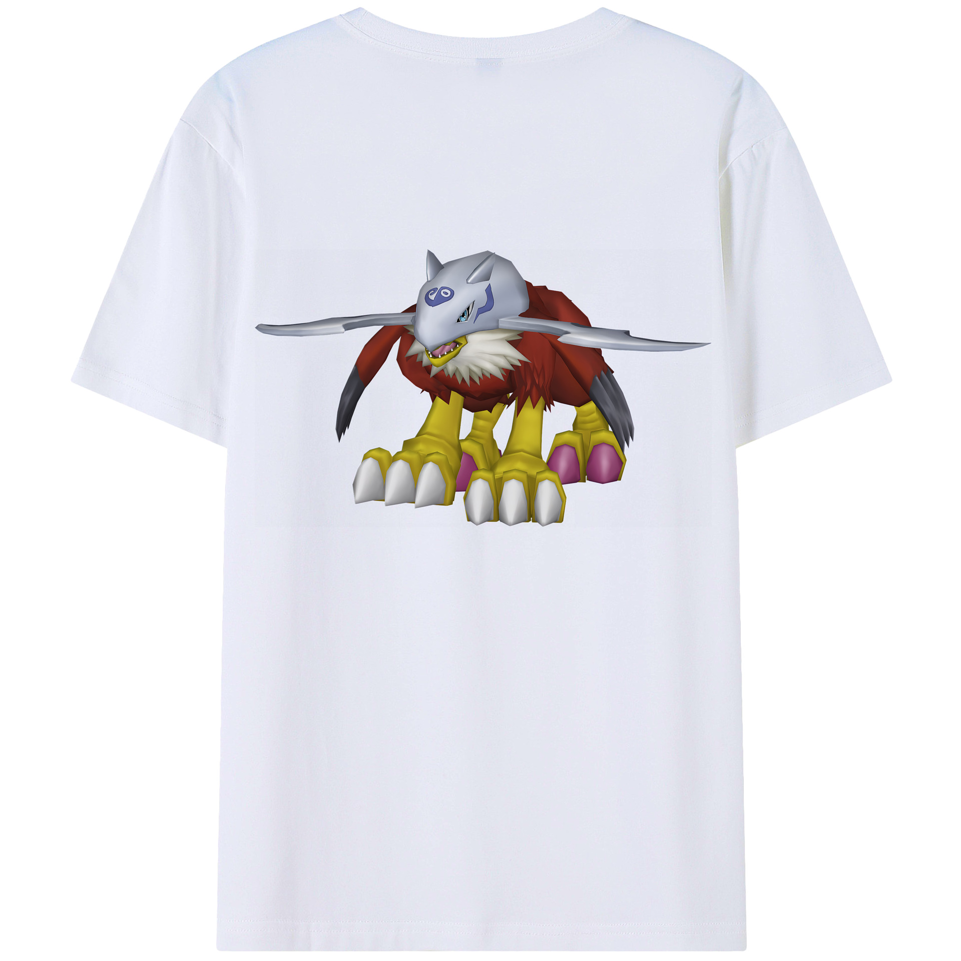 （画像用） Digimon デジタルモンスター/デジモン 綿100％ メンズ半袖Tシャツ（バックプリント） 通気性