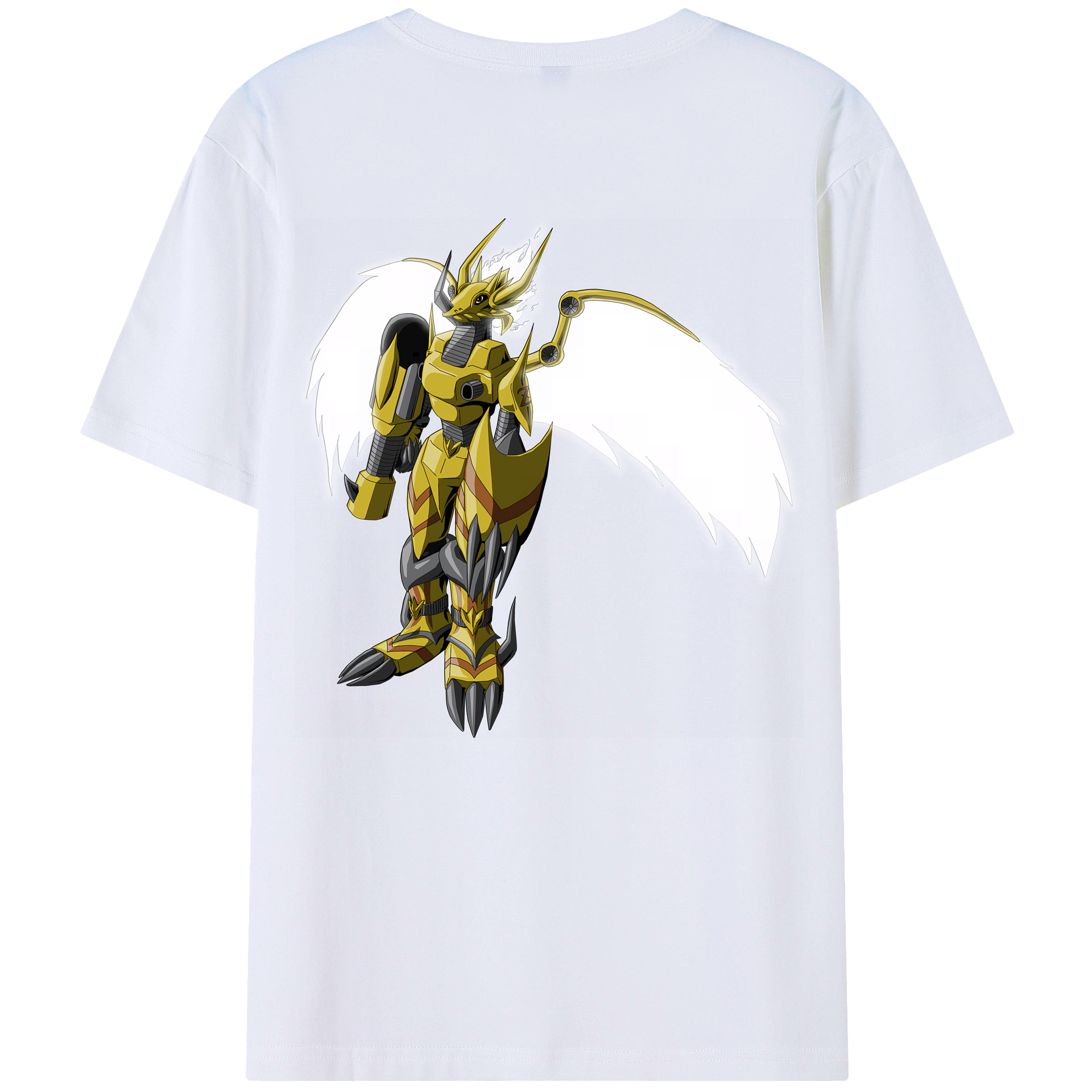 （画像用） Digimon デジタルモンスター/デジモン 綿100％ メンズ半袖Tシャツ（バックプリント） 通気性