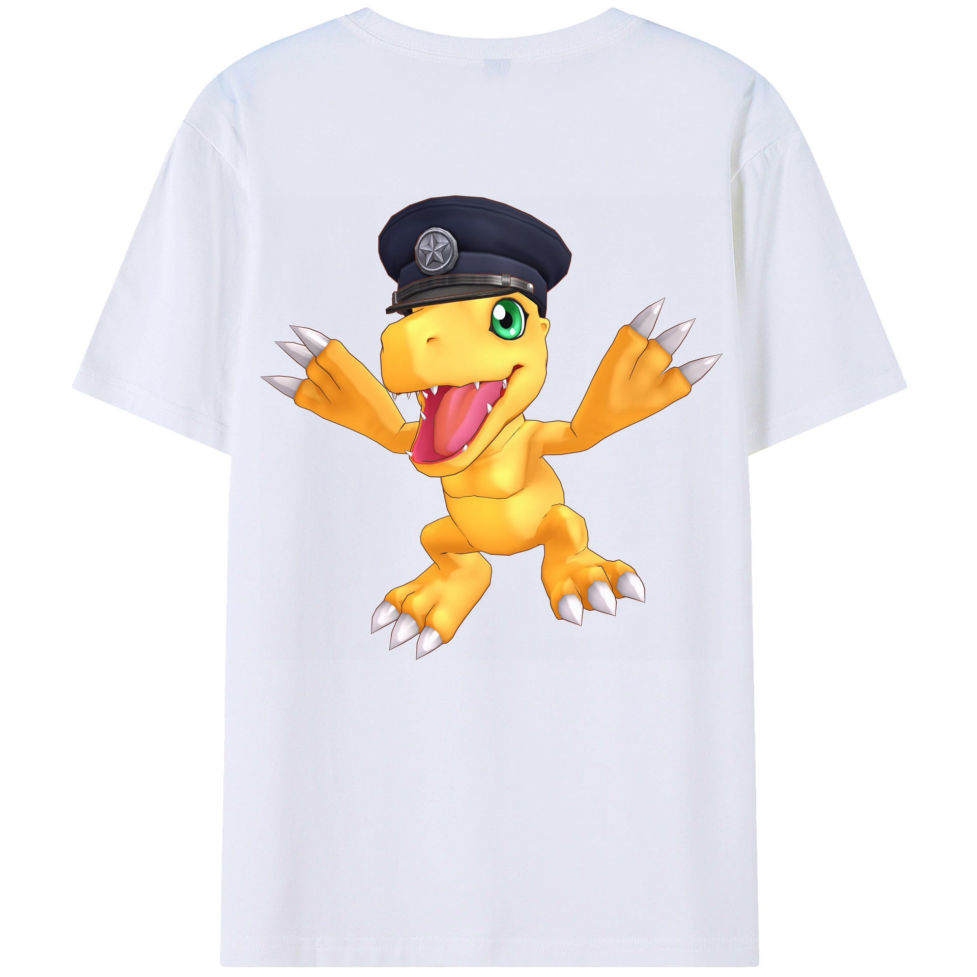 （画像用） Digimon デジタルモンスター/デジモン 綿100％ メンズ半袖Tシャツ（バックプリント） 通気性