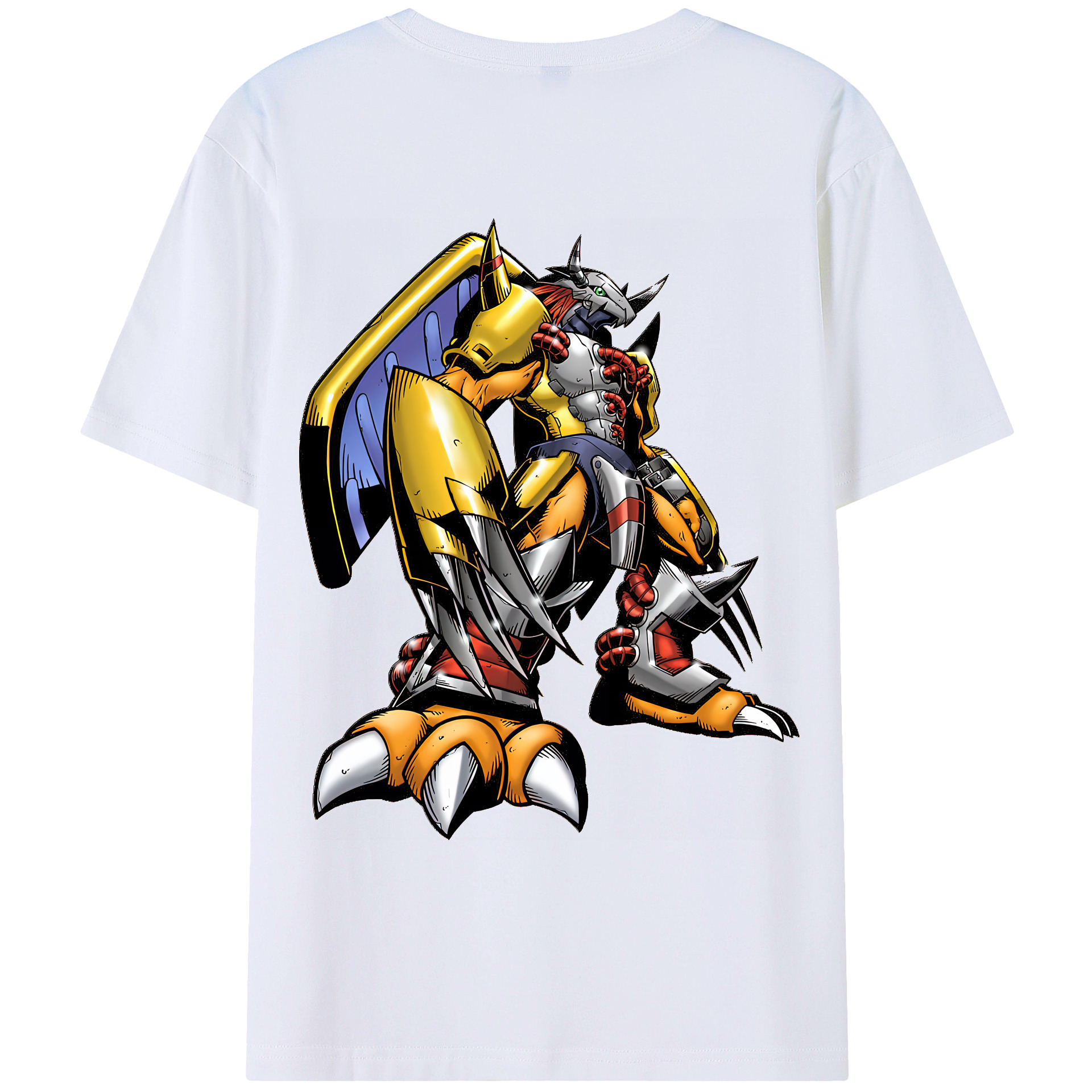 （画像用） Digimon デジタルモンスター/デジモン 綿100％ メンズ半袖Tシャツ（バックプリント） 通気性