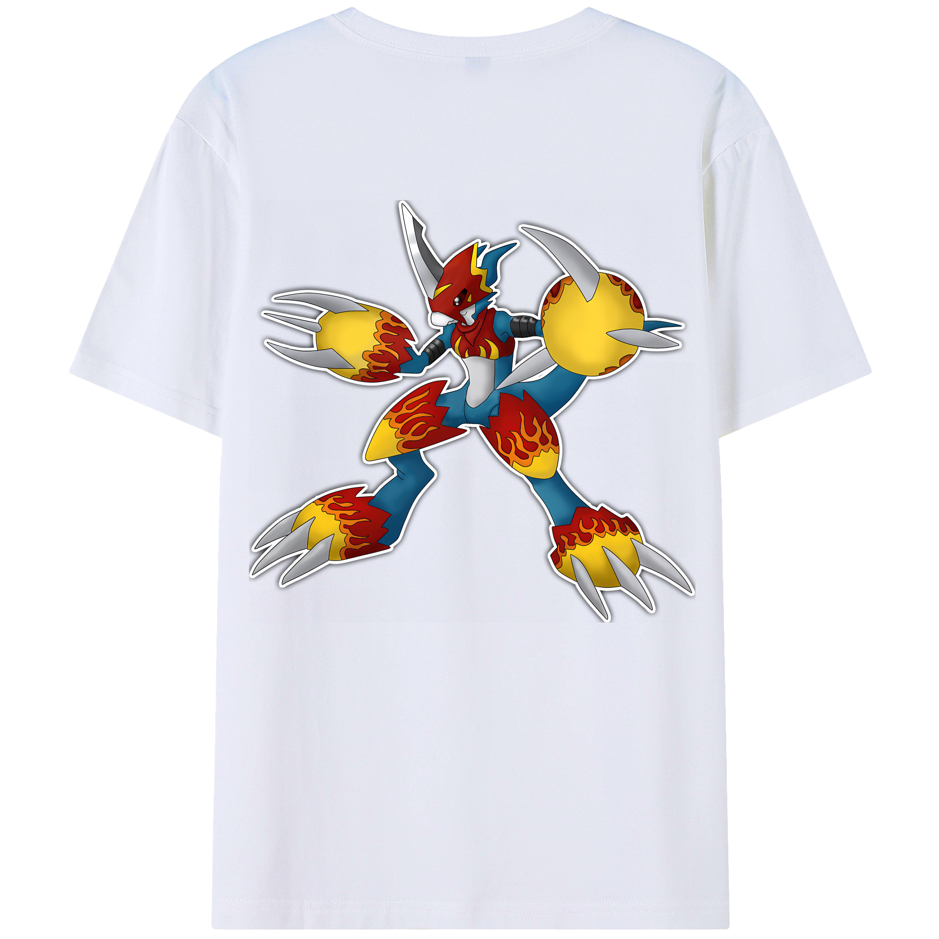 （画像用） Digimon デジタルモンスター/デジモン 綿100％ メンズ半袖Tシャツ（バックプリント） 通気性