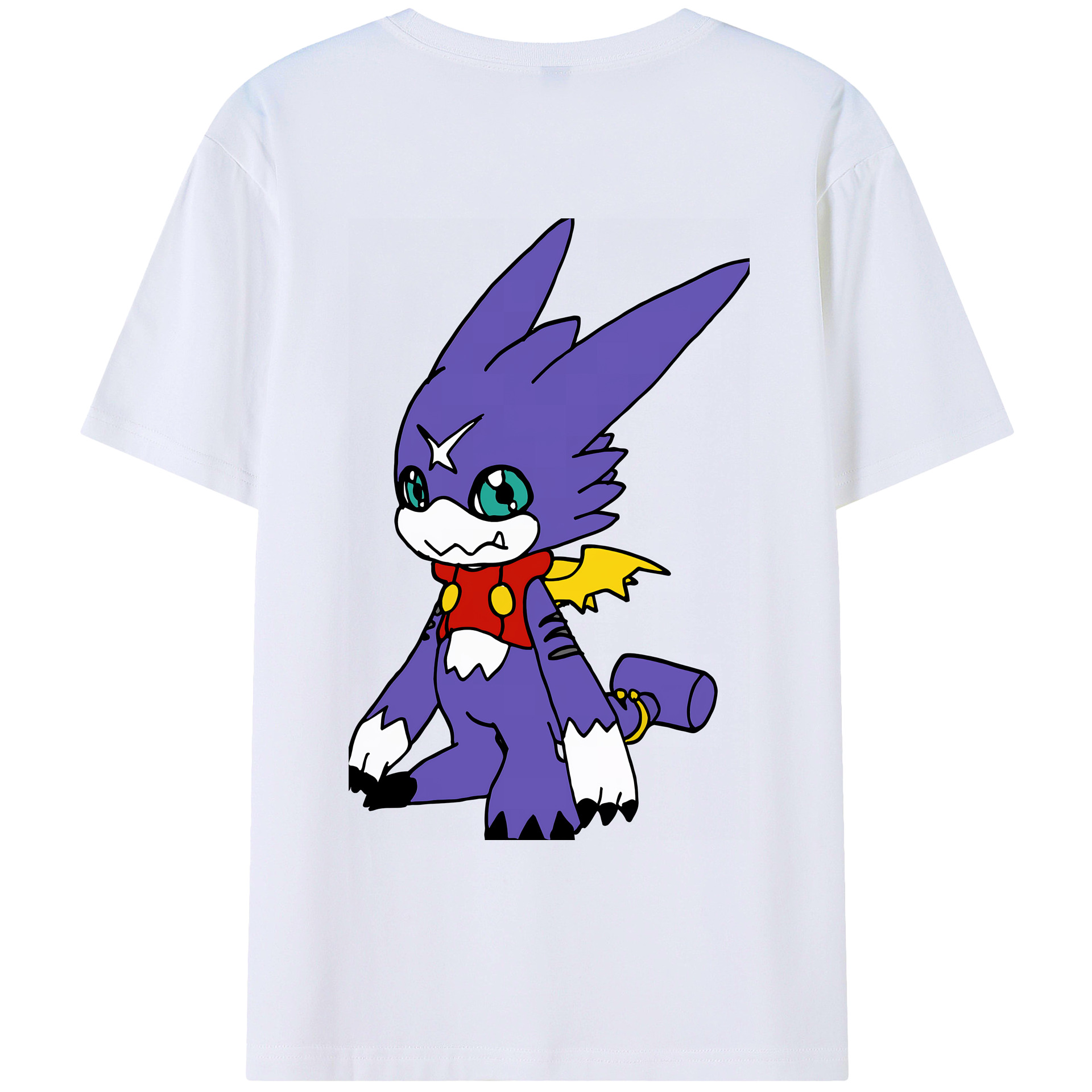 （画像用） Digimon デジタルモンスター/デジモン 綿100％ メンズ半袖Tシャツ（バックプリント） 通気性