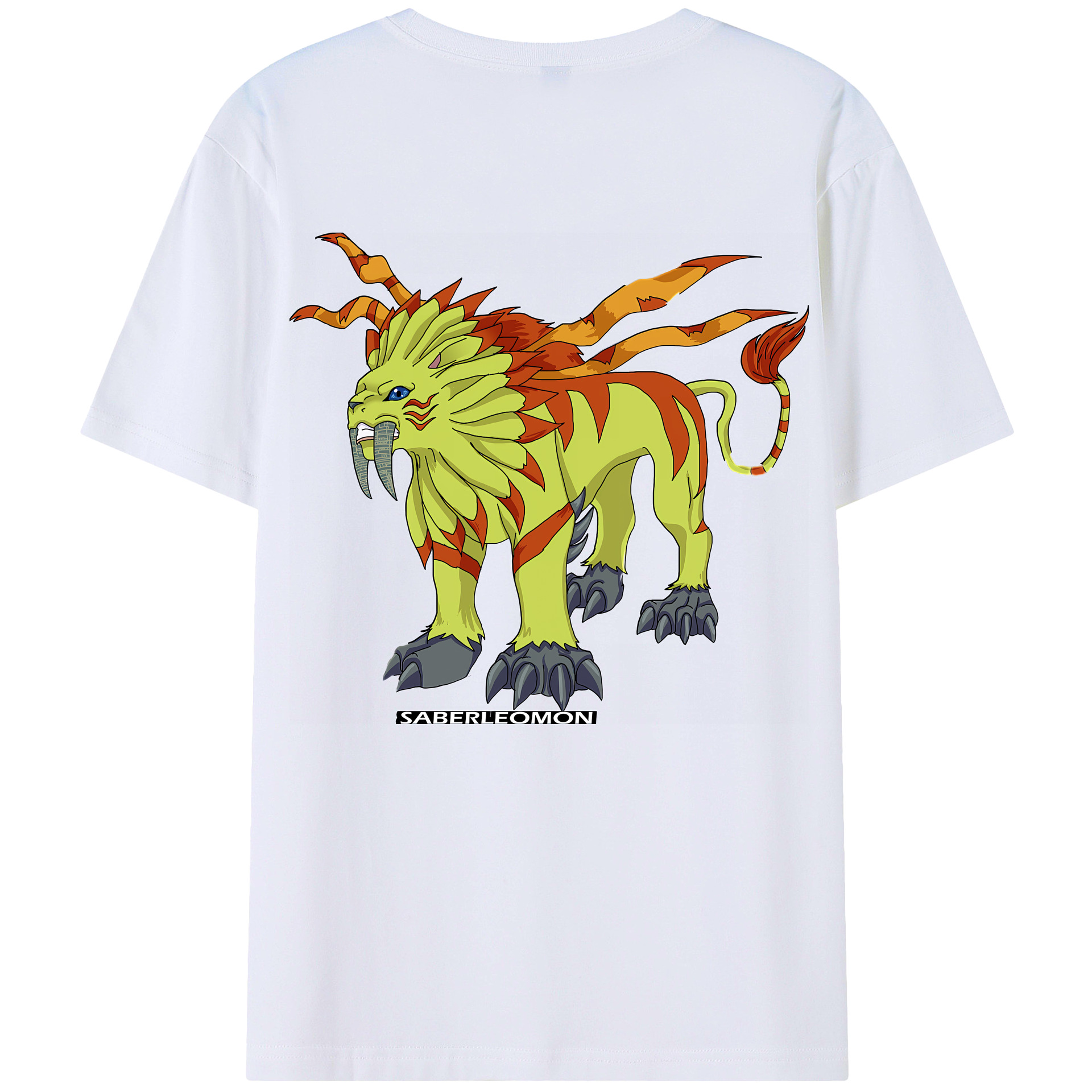 （画像用） Digimon デジタルモンスター/デジモン 綿100％ メンズ半袖Tシャツ（バックプリント） 通気性