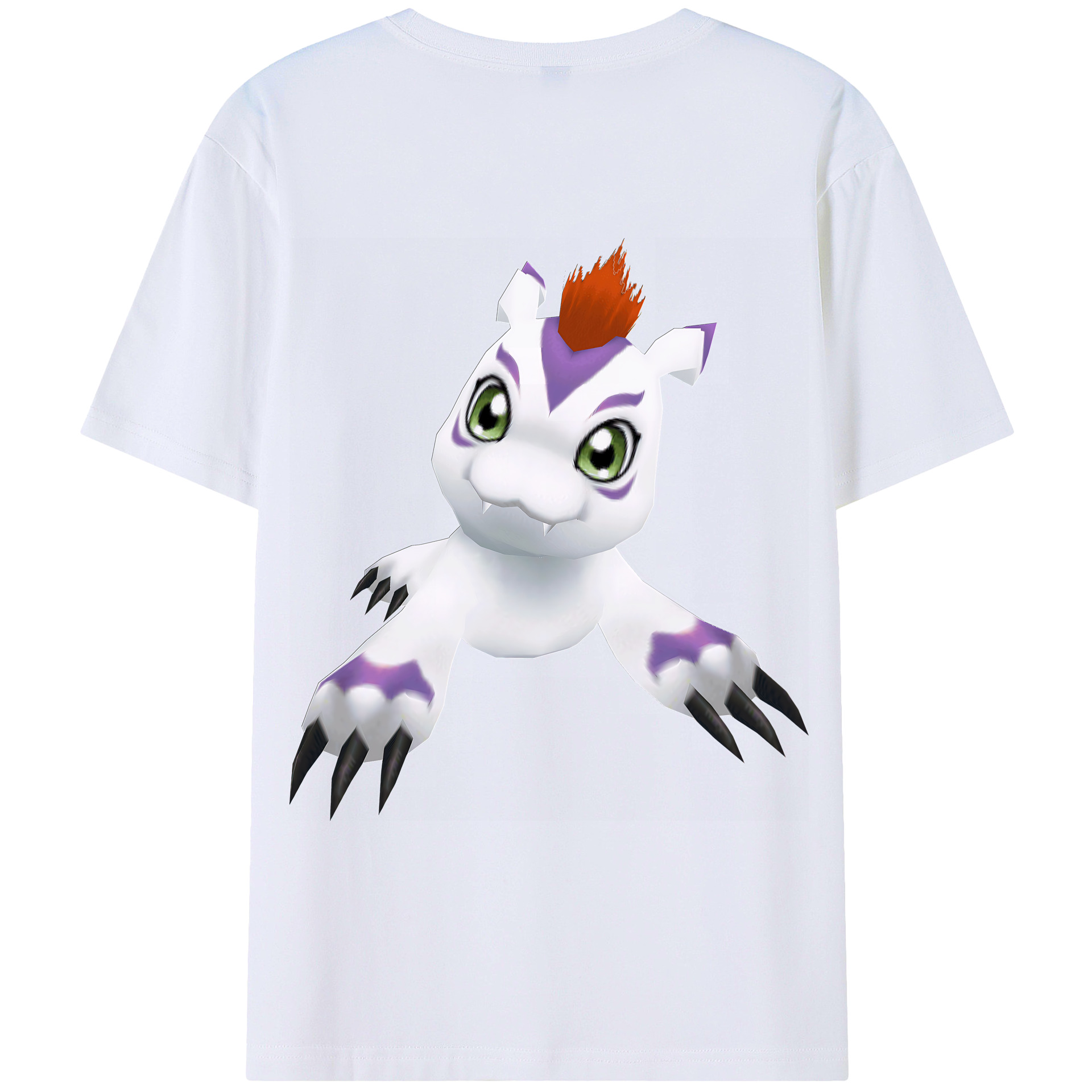 （画像用） Digimon デジタルモンスター/デジモン 綿100％ メンズ半袖Tシャツ（バックプリント） 通気性