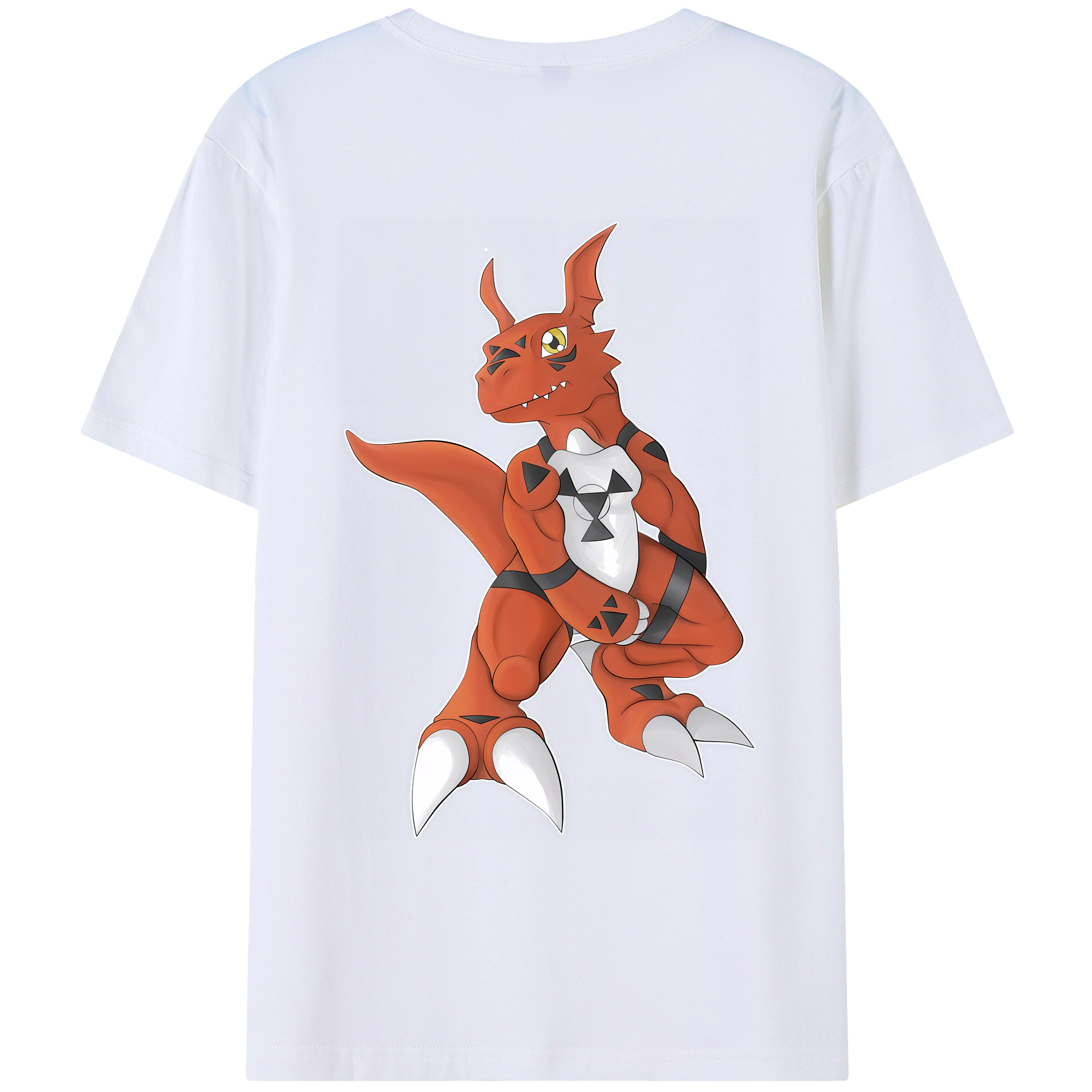 （画像用） Digimon デジタルモンスター/デジモン 綿100％ メンズ半袖Tシャツ（バックプリント） 通気性