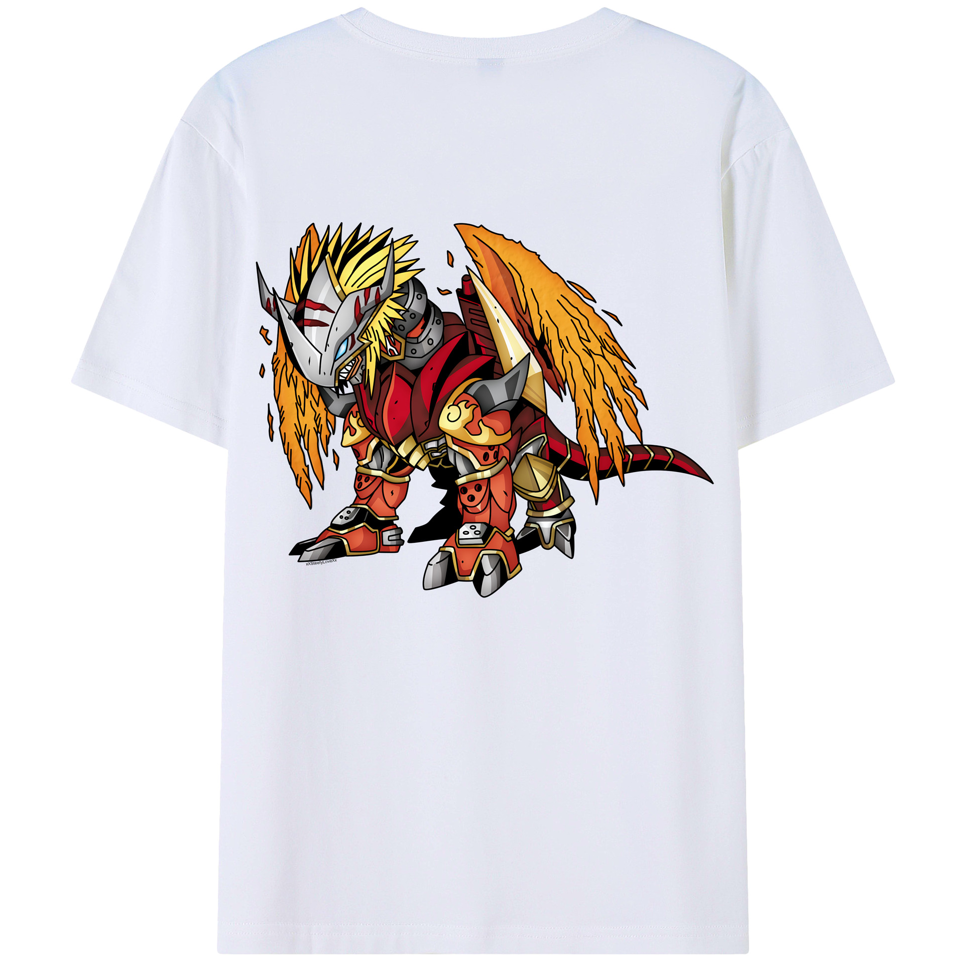 （画像用） Digimon デジタルモンスター/デジモン 綿100％ メンズ半袖Tシャツ（バックプリント） 通気性