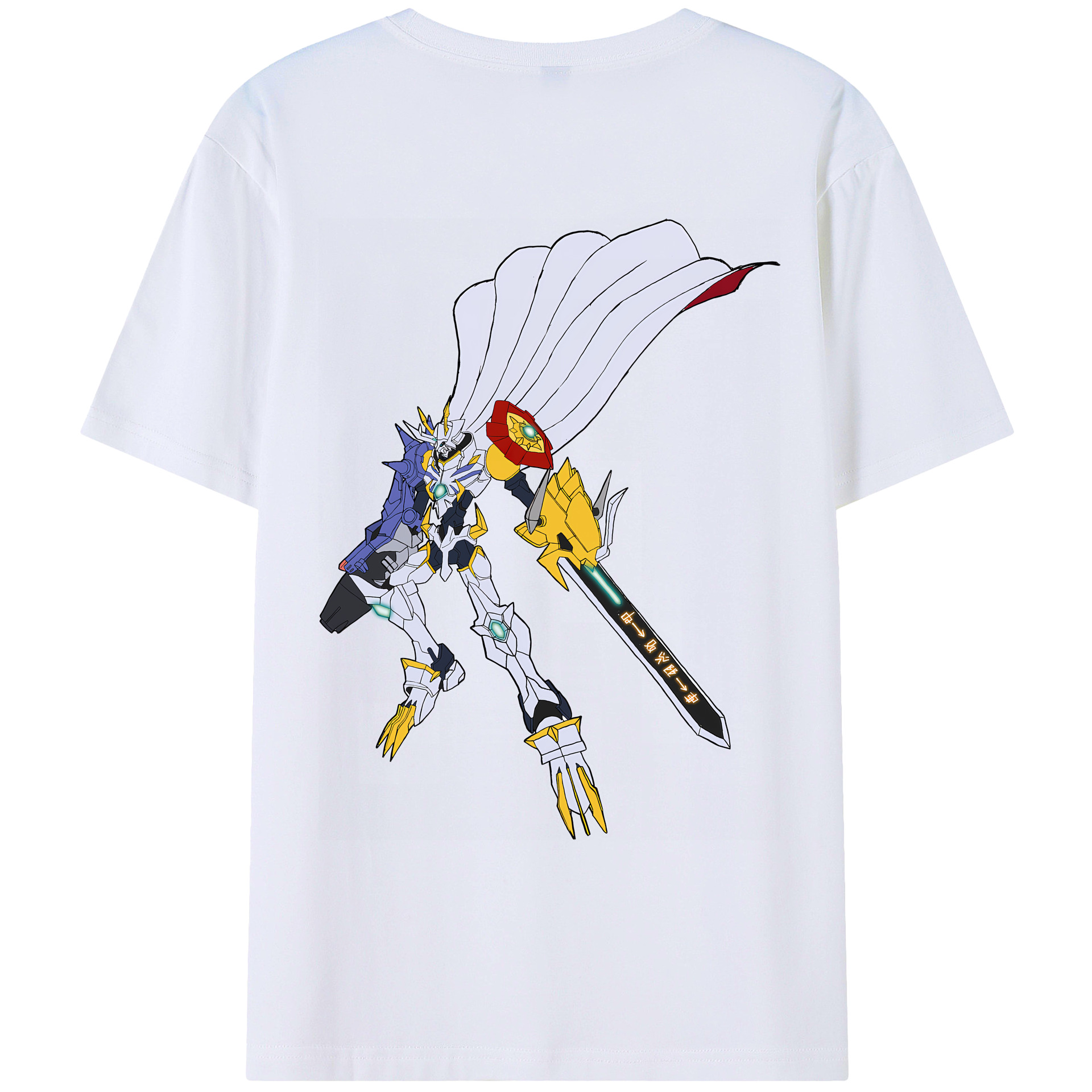 （画像用） Digimon デジタルモンスター/デジモン 綿100％ メンズ半袖Tシャツ（バックプリント） 通気性