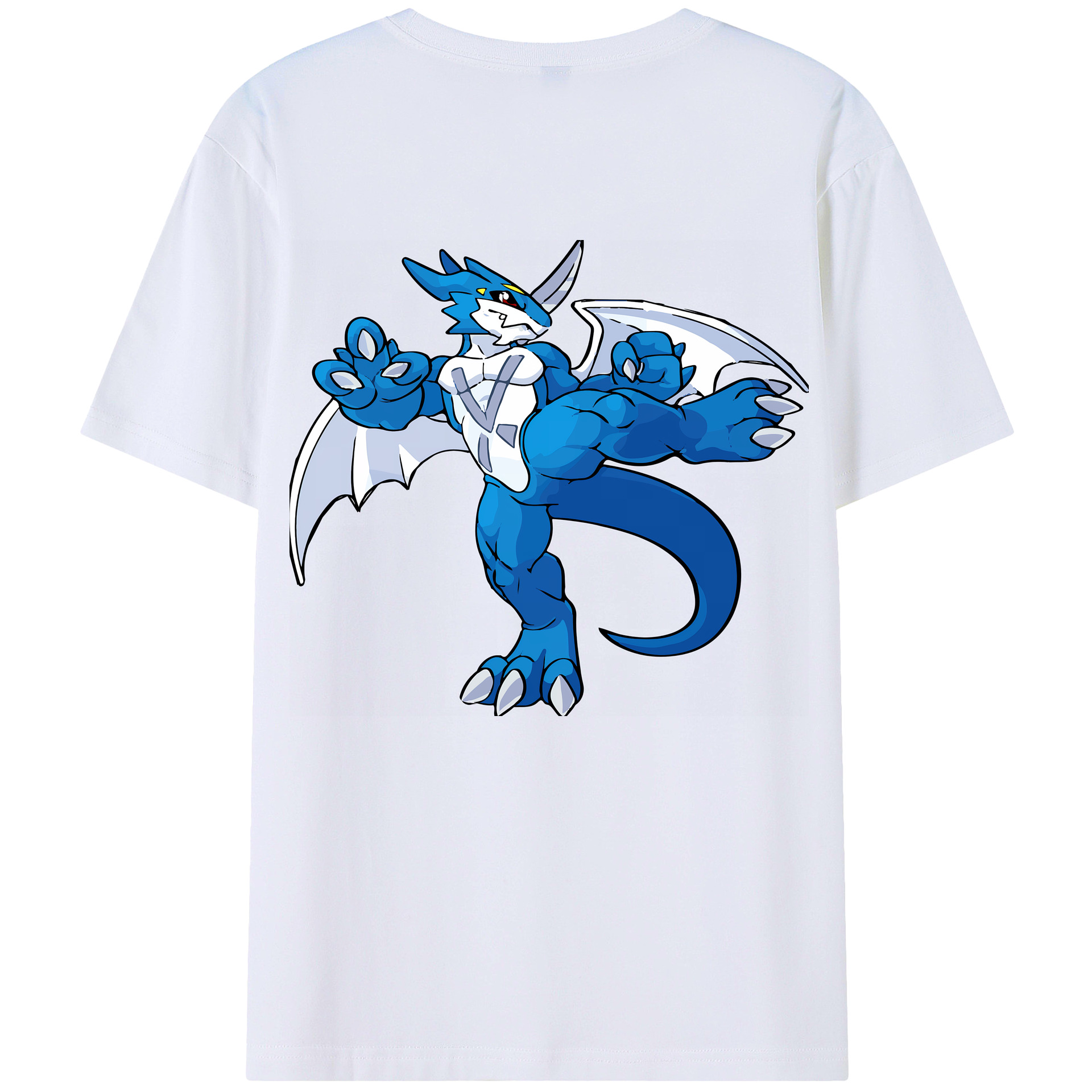 （画像用） Digimon デジタルモンスター/デジモン 綿100％ メンズ半袖Tシャツ（バックプリント） 通気性