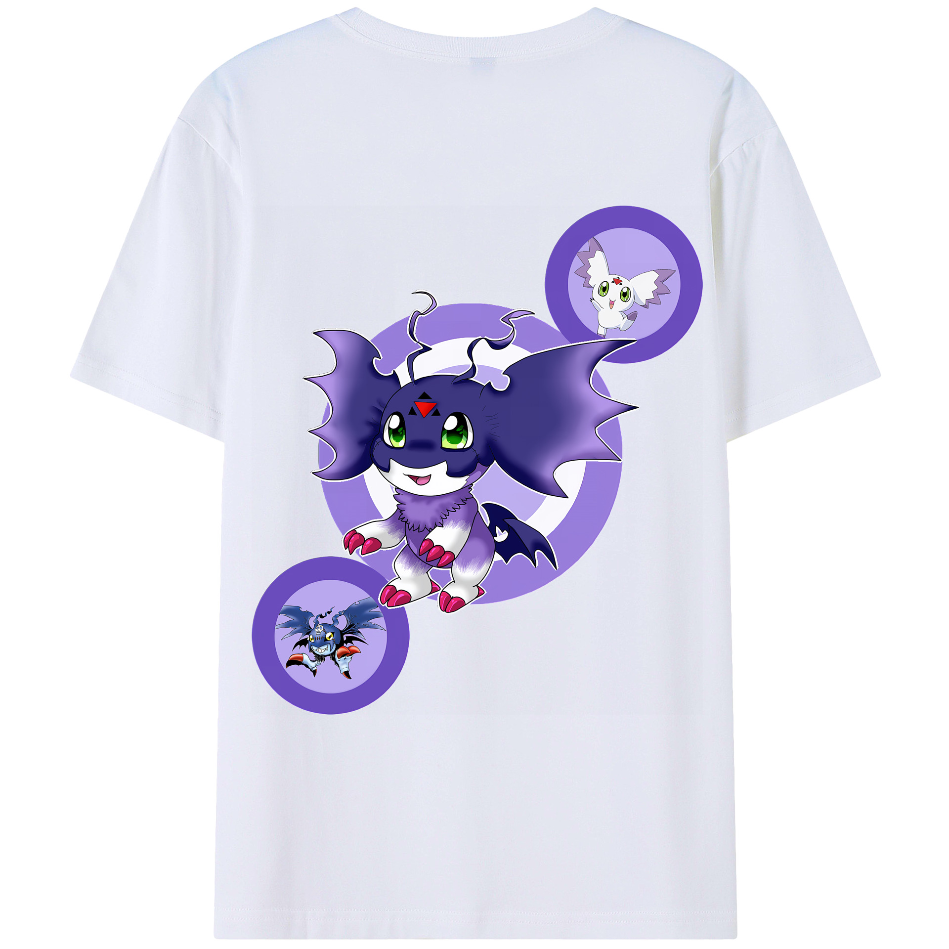 （画像用） Digimon デジタルモンスター/デジモン 綿100％ メンズ半袖Tシャツ（バックプリント） 通気性