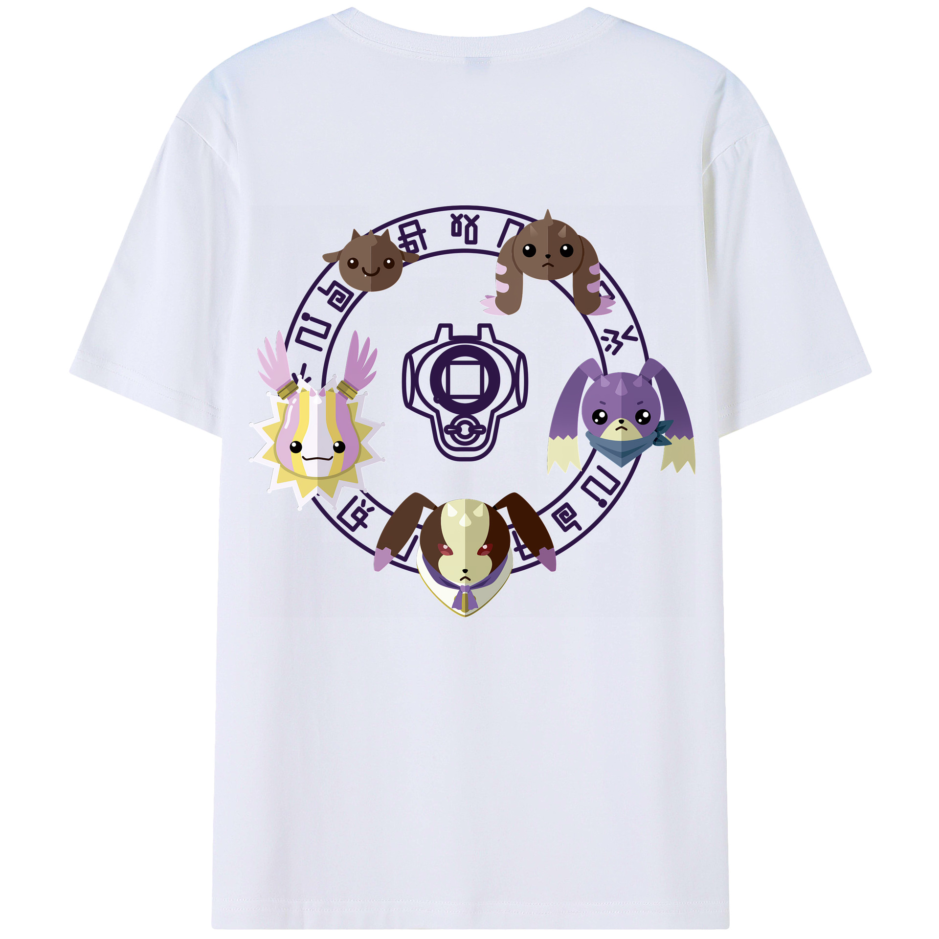 （画像用） Digimon デジタルモンスター/デジモン 綿100％ メンズ半袖Tシャツ（バックプリント） 通気性