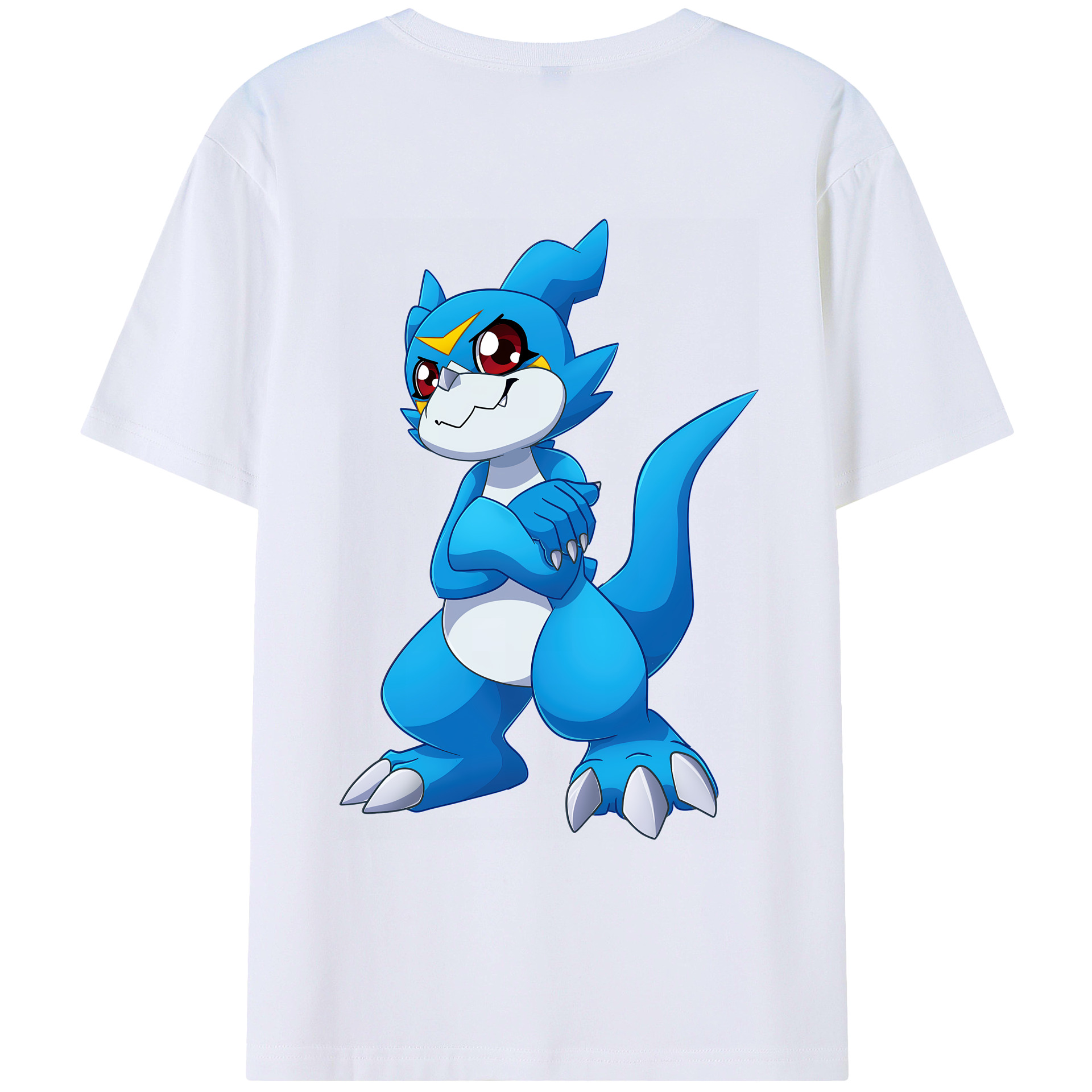 （画像用） Digimon デジタルモンスター/デジモン 綿100％ メンズ半袖Tシャツ（バックプリント） 通気性